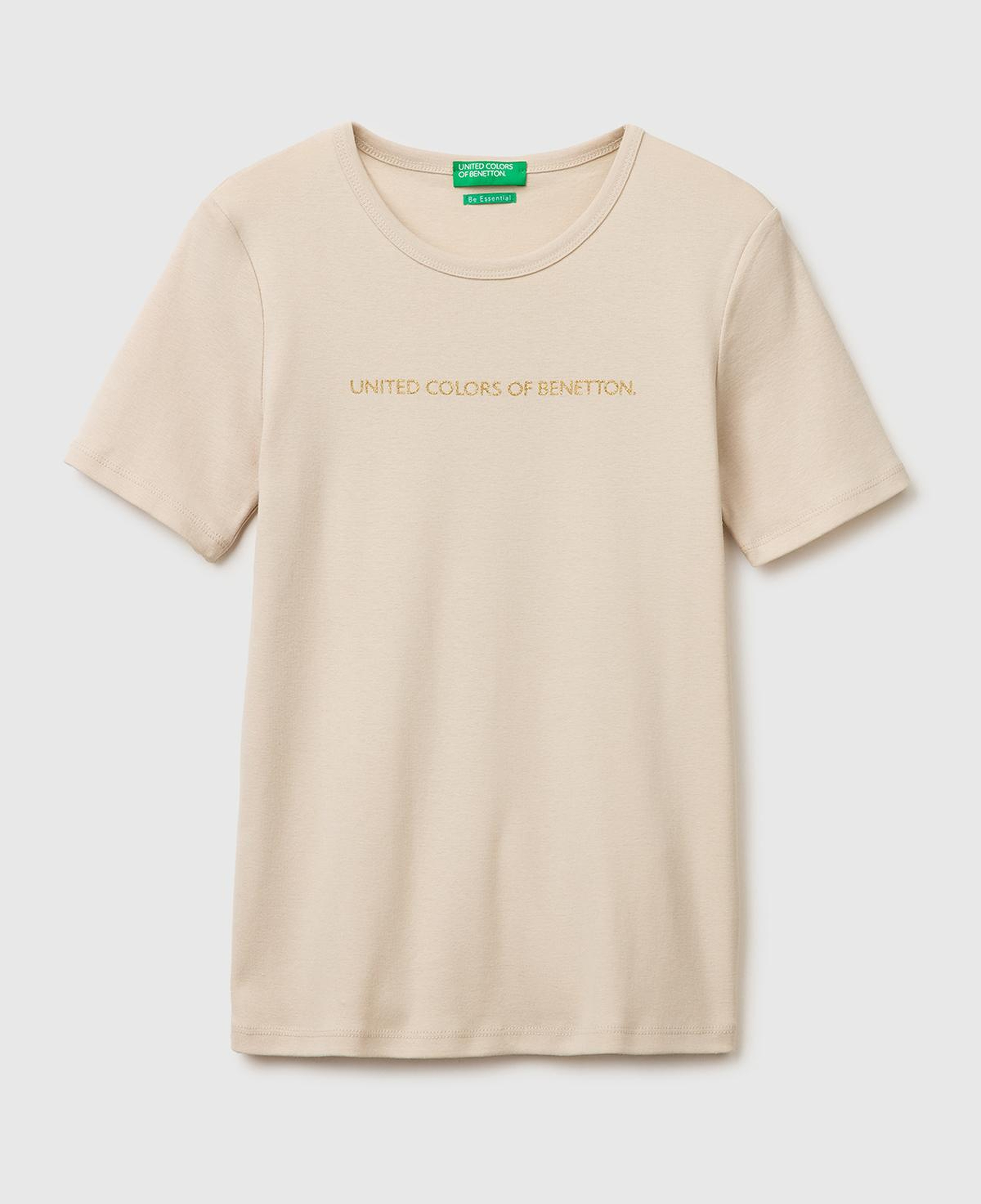Kadın Taş %100 Pamuk Logo Baskılı Bisiklet Yaka T-Shirt