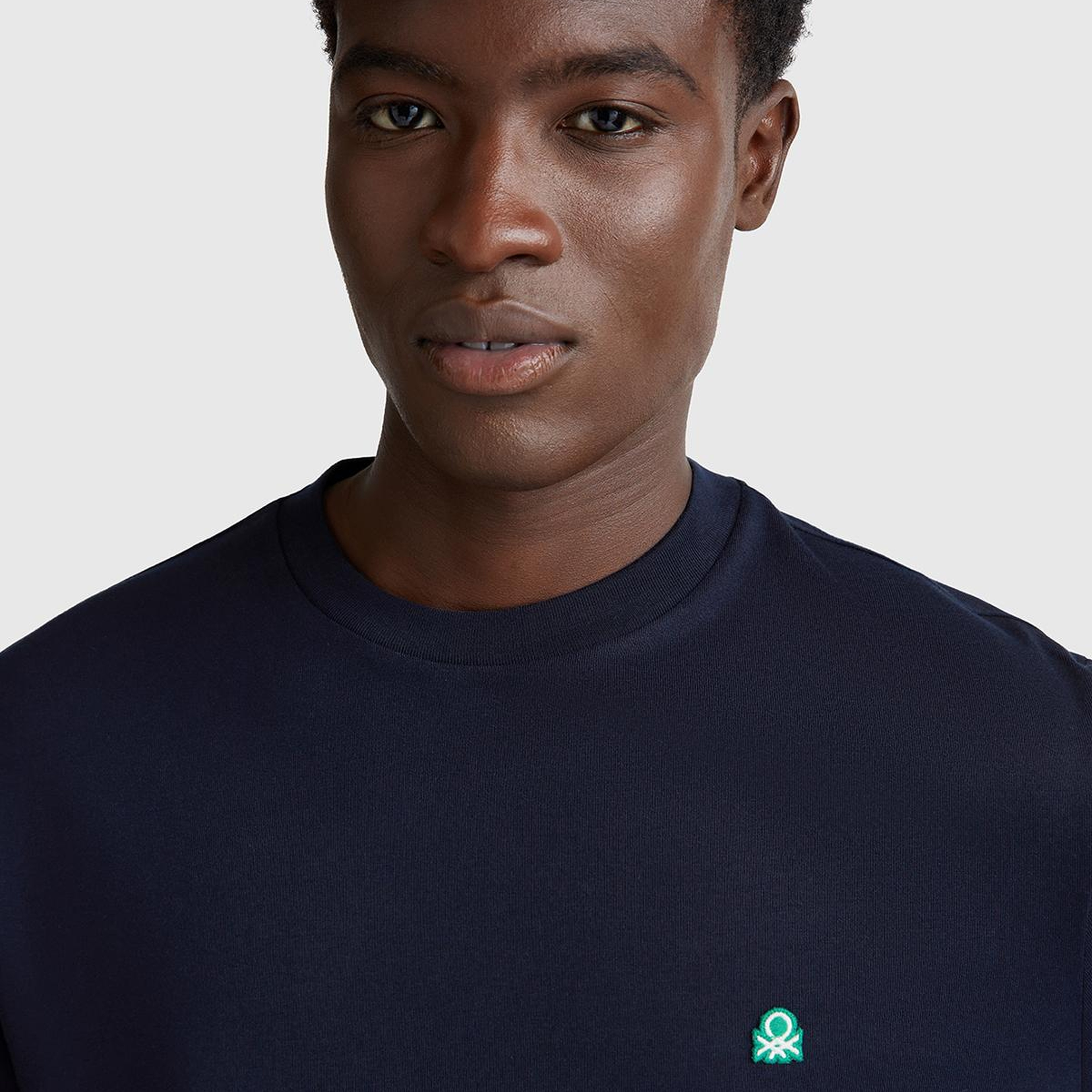 Erkek Lacivert %100 Koton Logolu Bisiklet Yaka T-Shirt