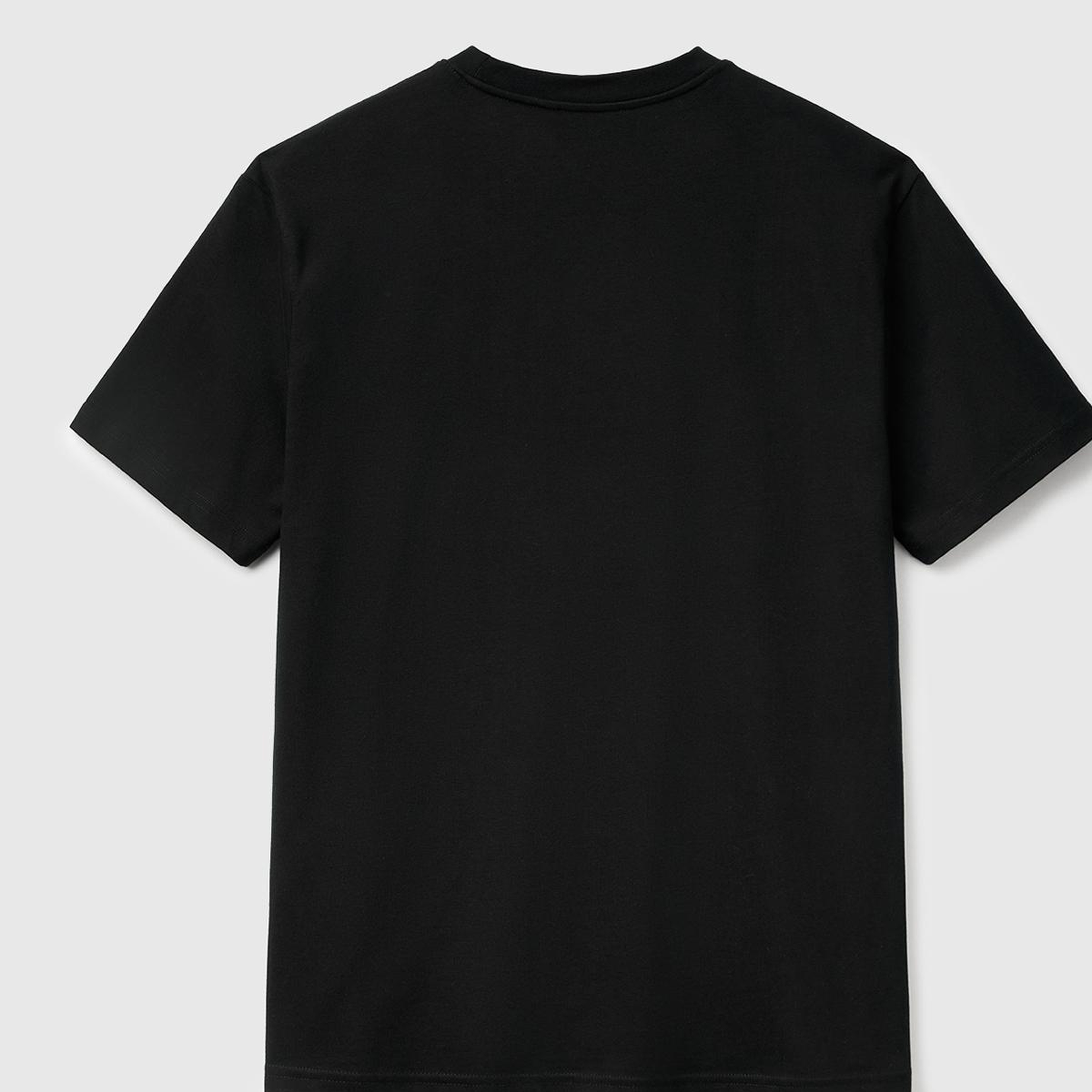 Erkek Siyah %100 Koton Logolu Bisiklet Yaka T-Shirt
