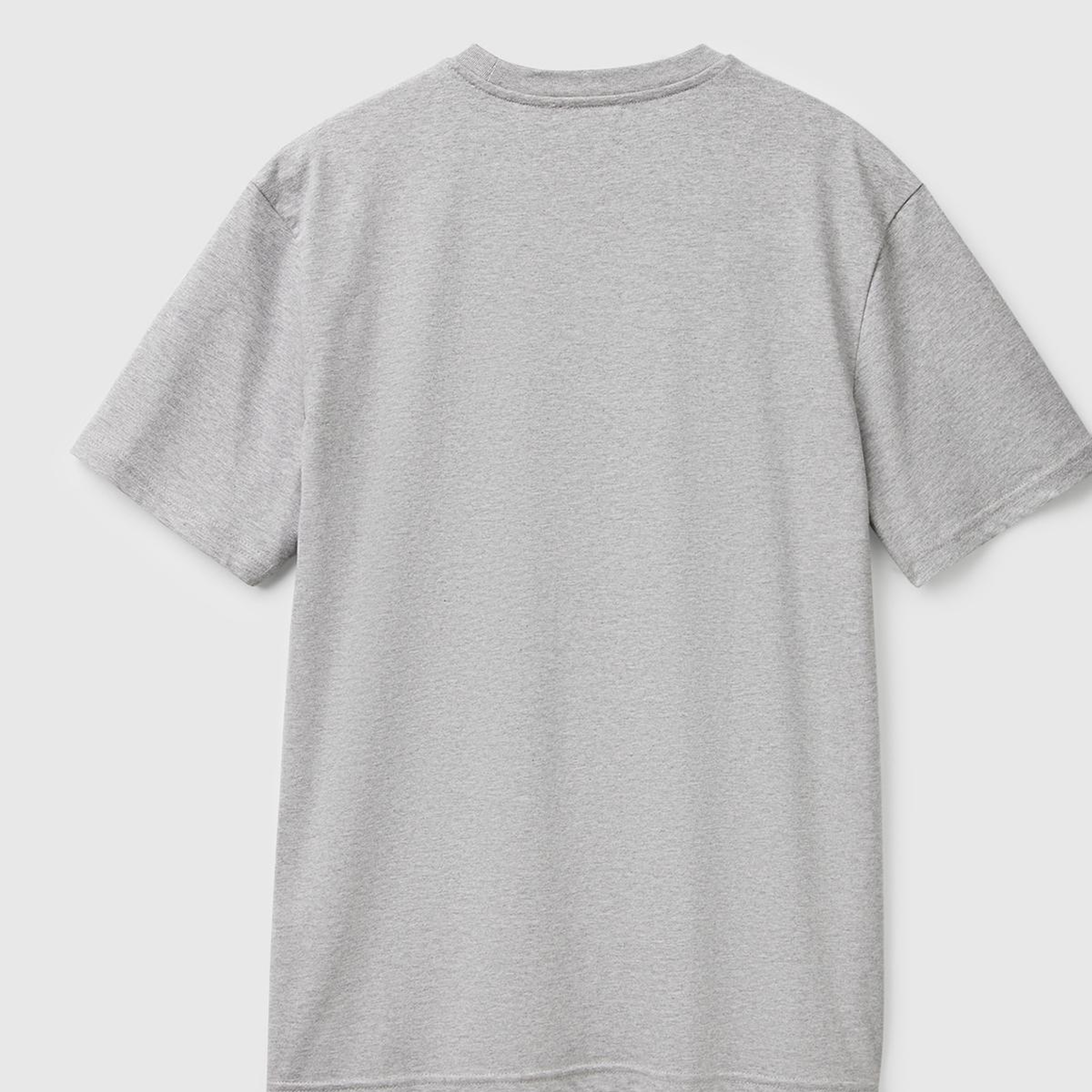 Erkek Gri Melanj %100 Koton Logolu Bisiklet Yaka T-Shirt