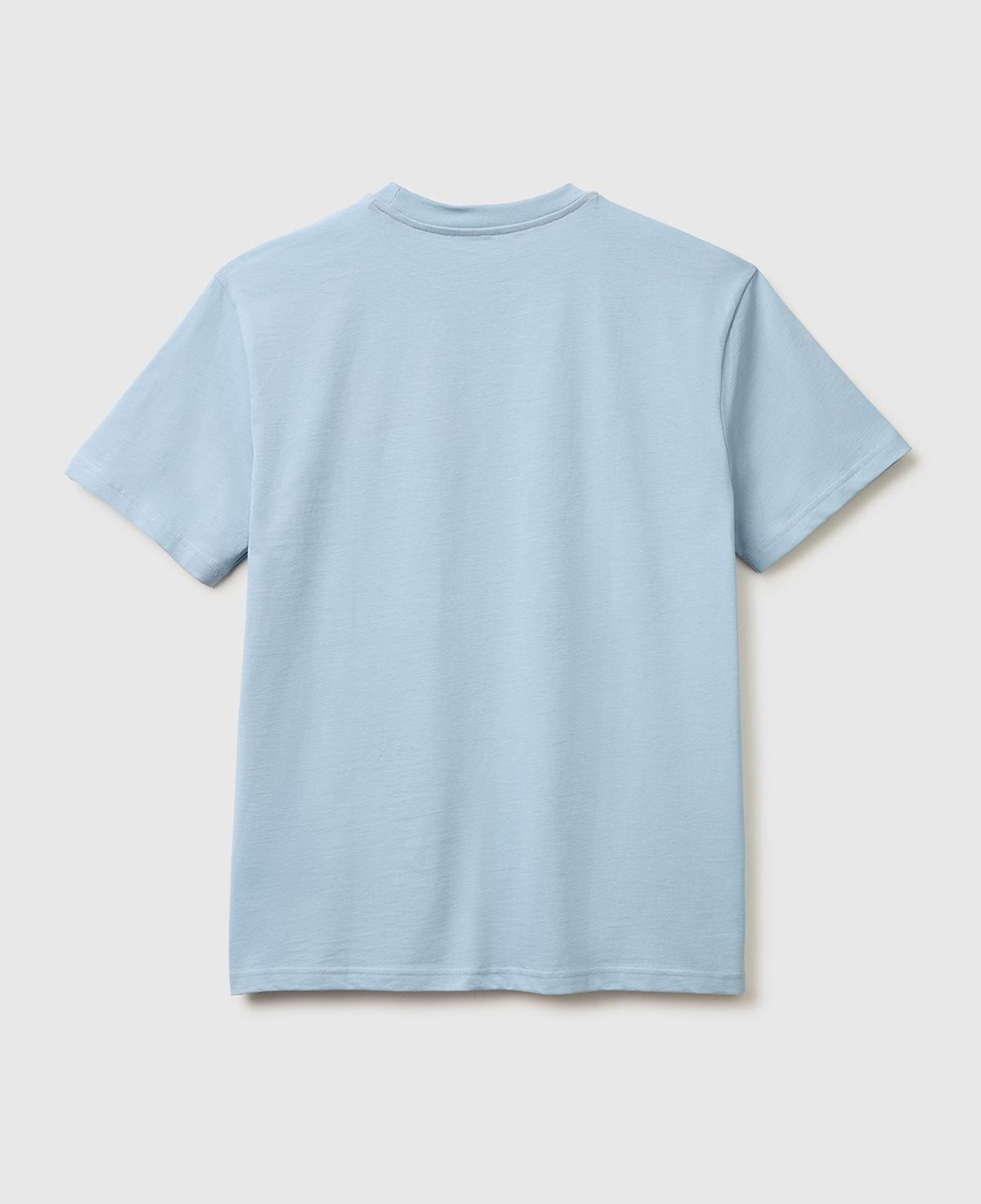 Erkek Açık Mavi %100 Koton Logolu Bisiklet Yaka T-Shirt