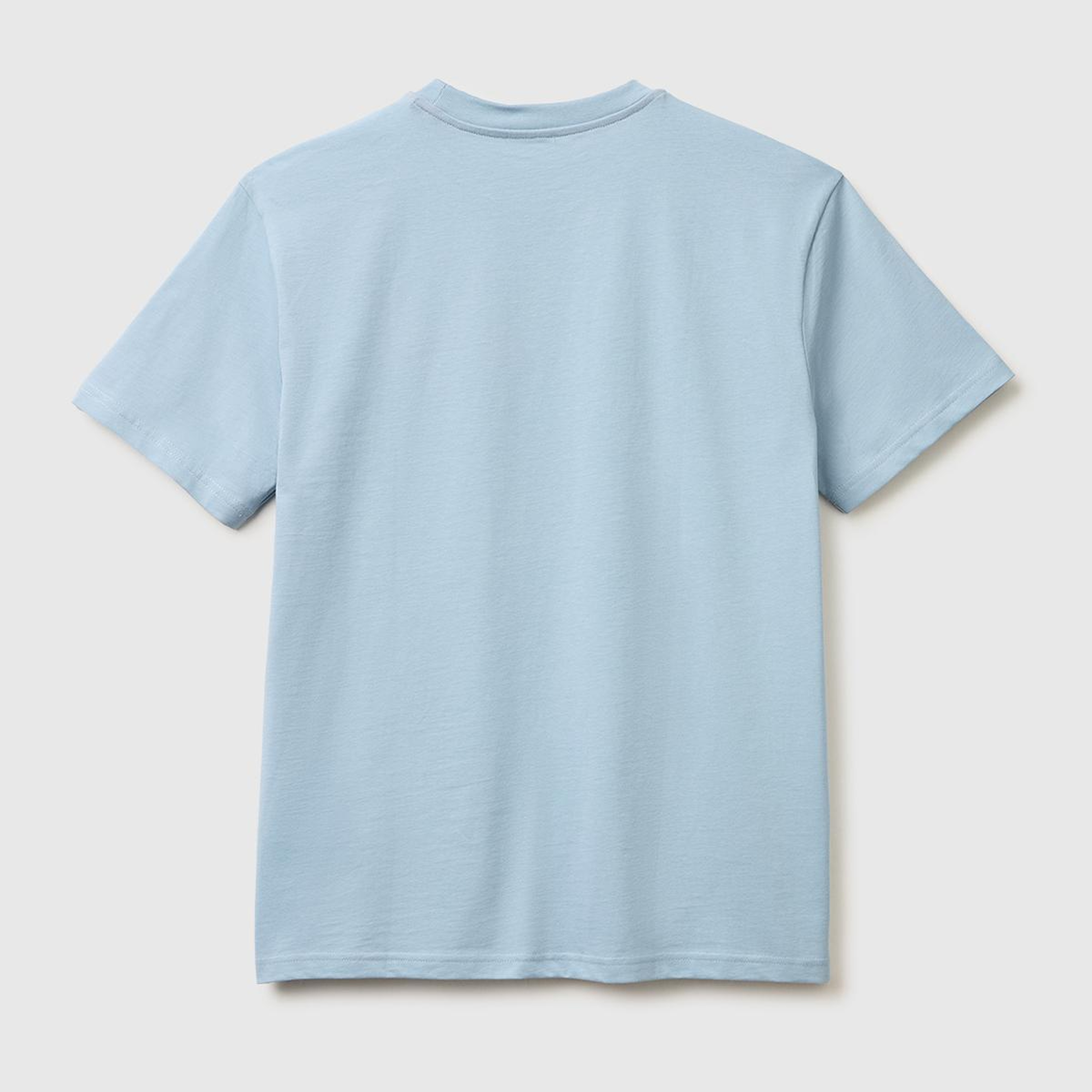 Erkek Açık Mavi %100 Koton Logolu Bisiklet Yaka T-Shirt