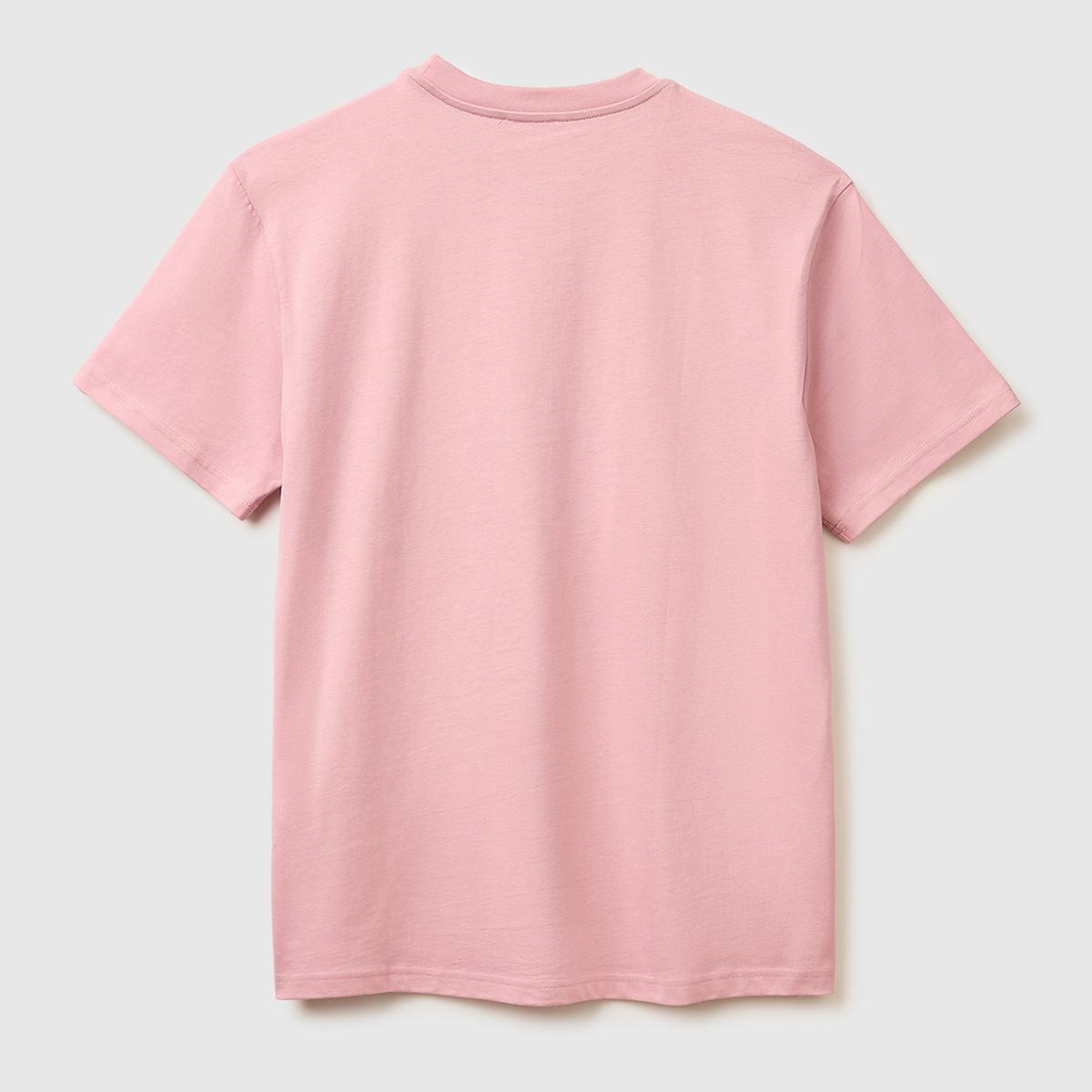 Erkek Pembe %100 Koton Logolu Bisiklet Yaka T-Shirt