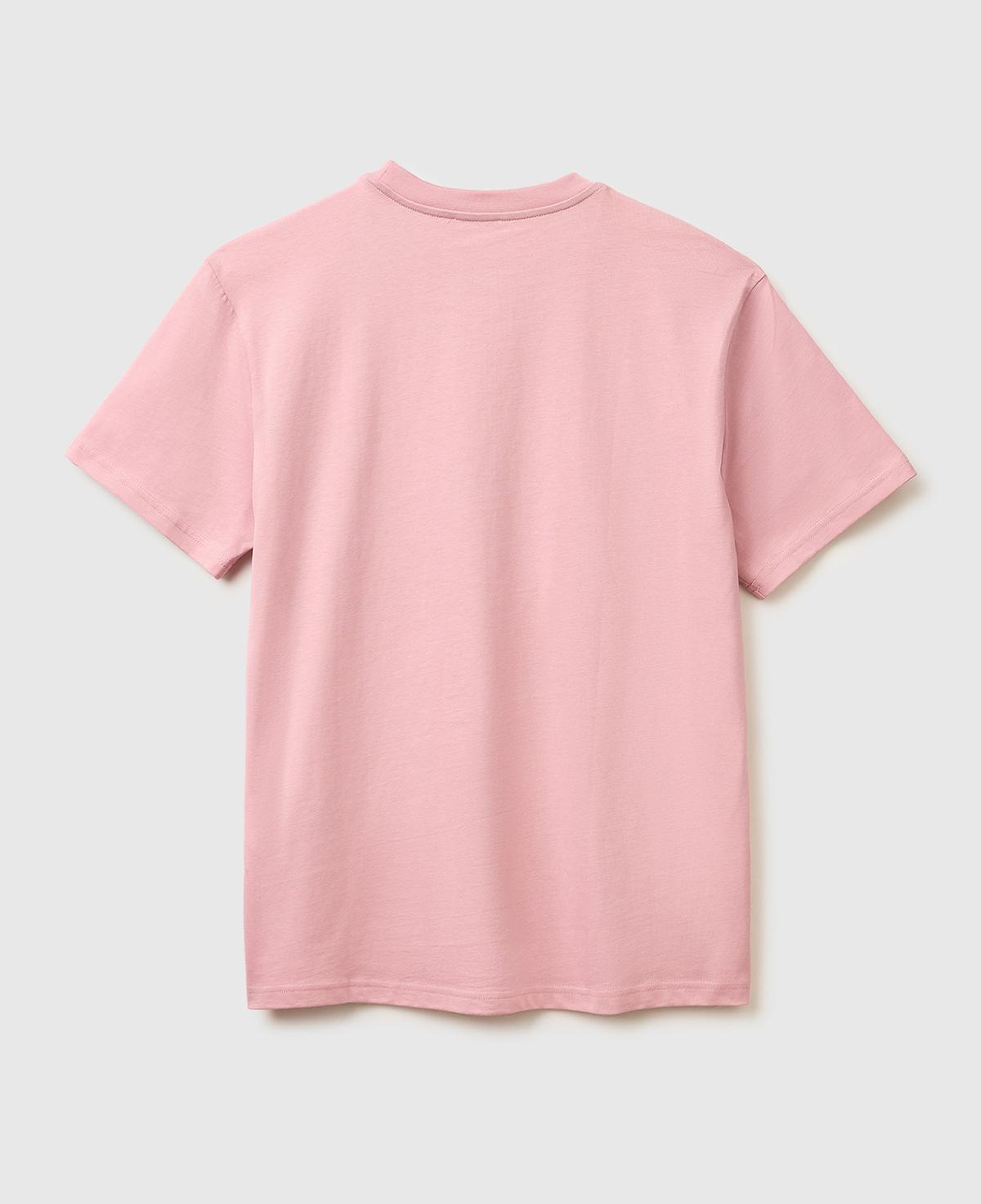 Erkek Pembe %100 Koton Logolu Bisiklet Yaka T-Shirt