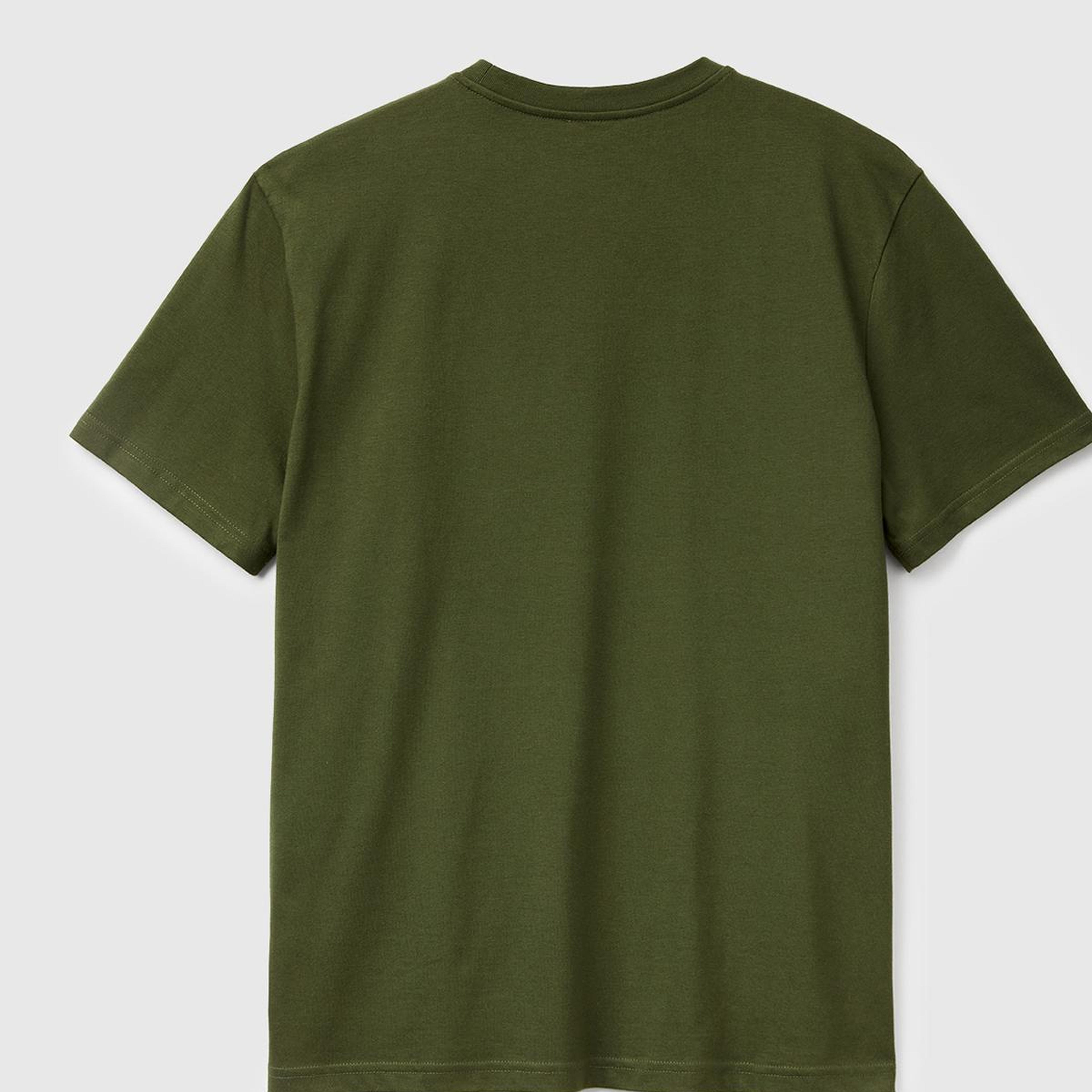 Erkek Haki %100 Koton Logolu Bisiklet Yaka T-Shirt