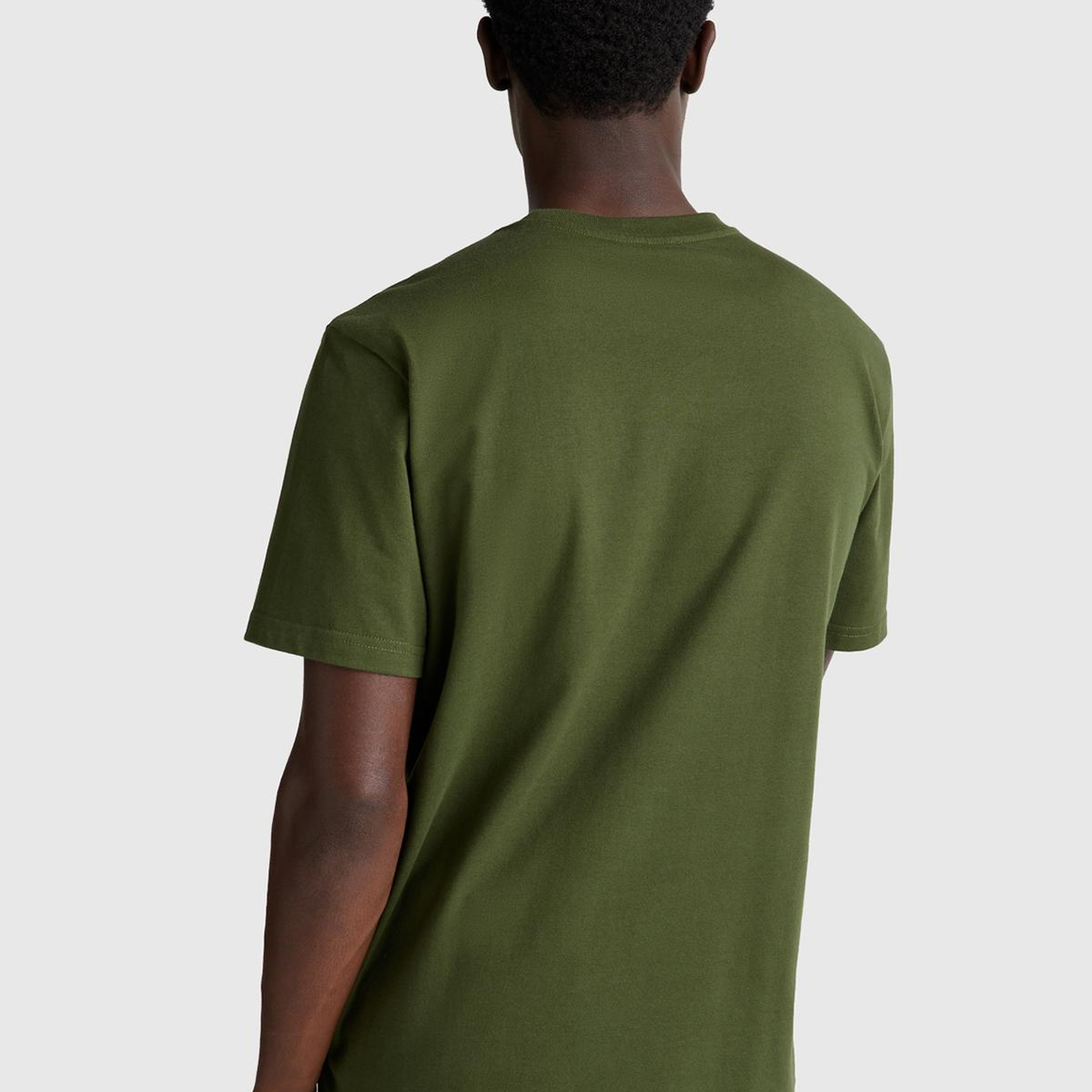 Erkek Haki %100 Koton Logolu Bisiklet Yaka T-Shirt