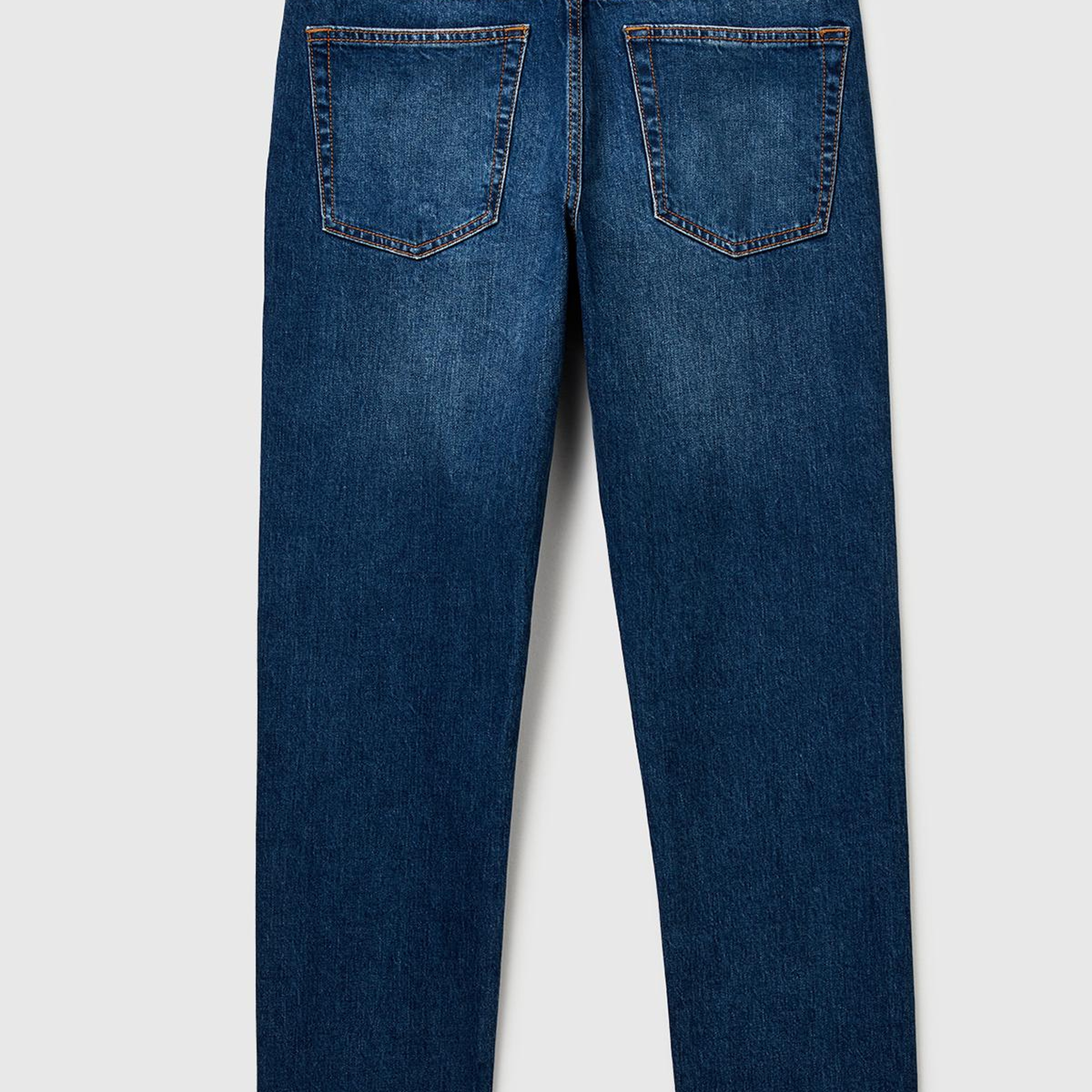 Erkek Koyu Mavi Pamuk Karışımlı Arkası Logo Etiketli Cepli Slim Fit Denim Pantolon
