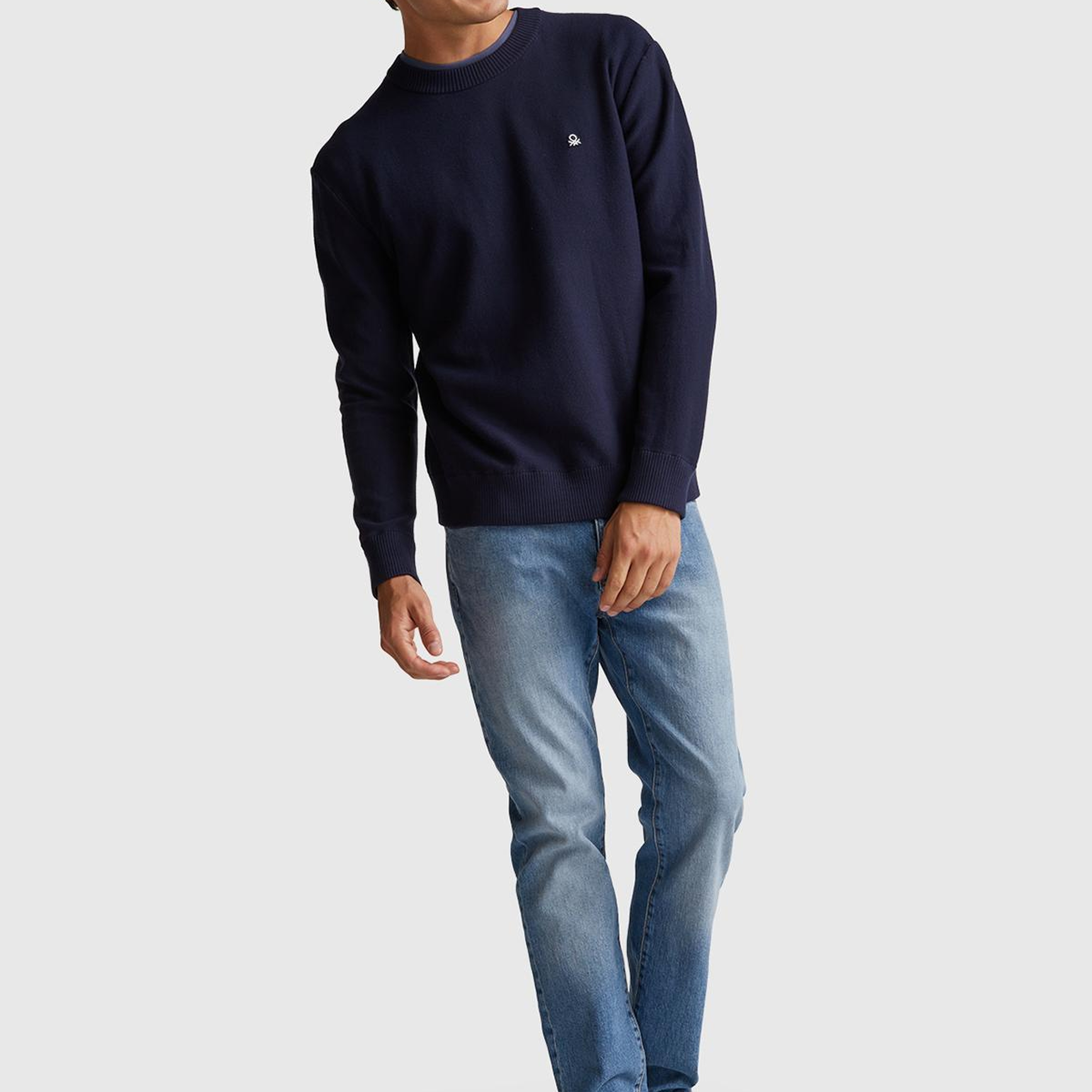 Erkek Açık Mavi Pamuk Karışımlı Arkası Logo Etiketli Cepli Slim Fit Denim Pantolon