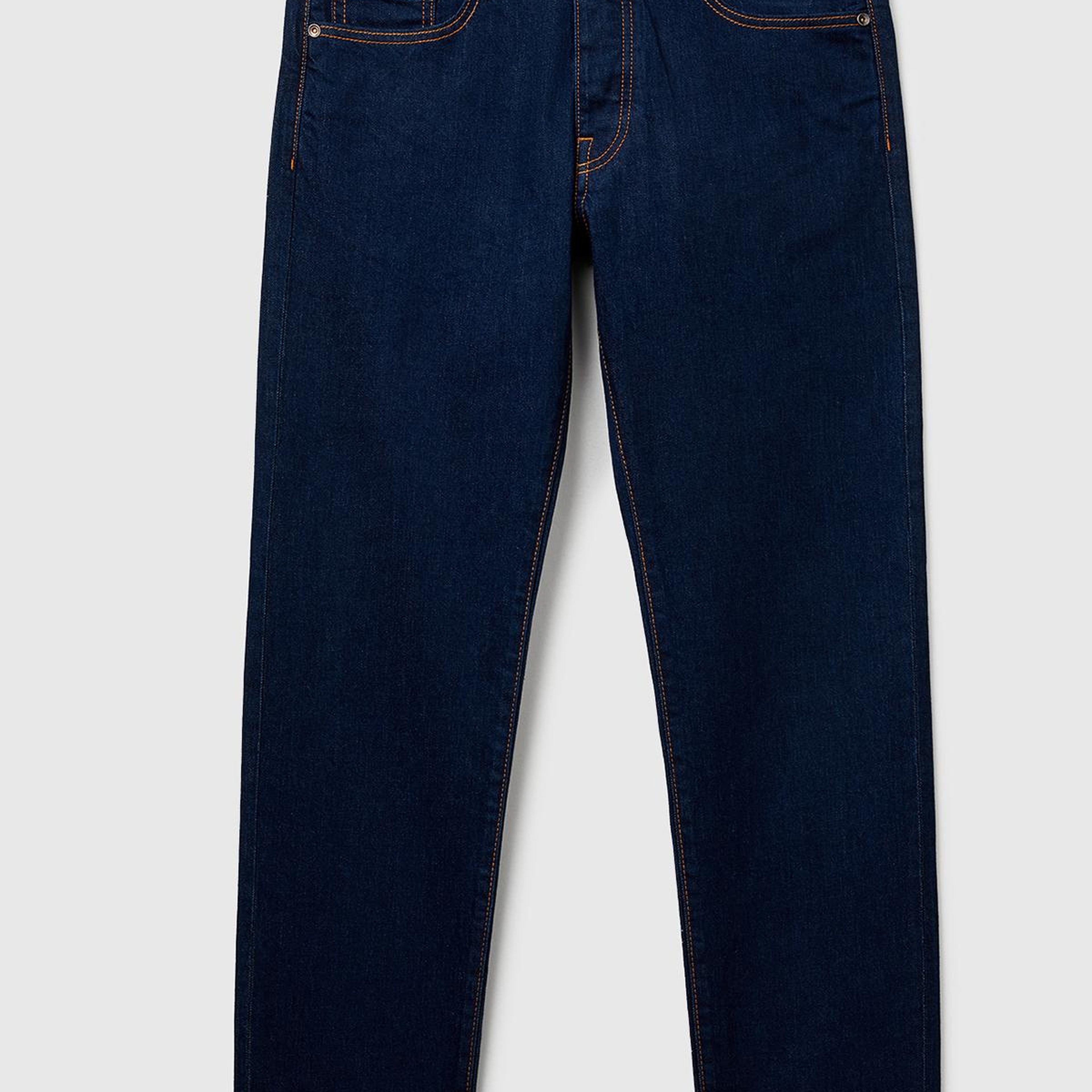 Erkek Lacivert Pamuk Karışımlı Arkası Logo Etiketli Cepli Slim Fit Denim Pantolon