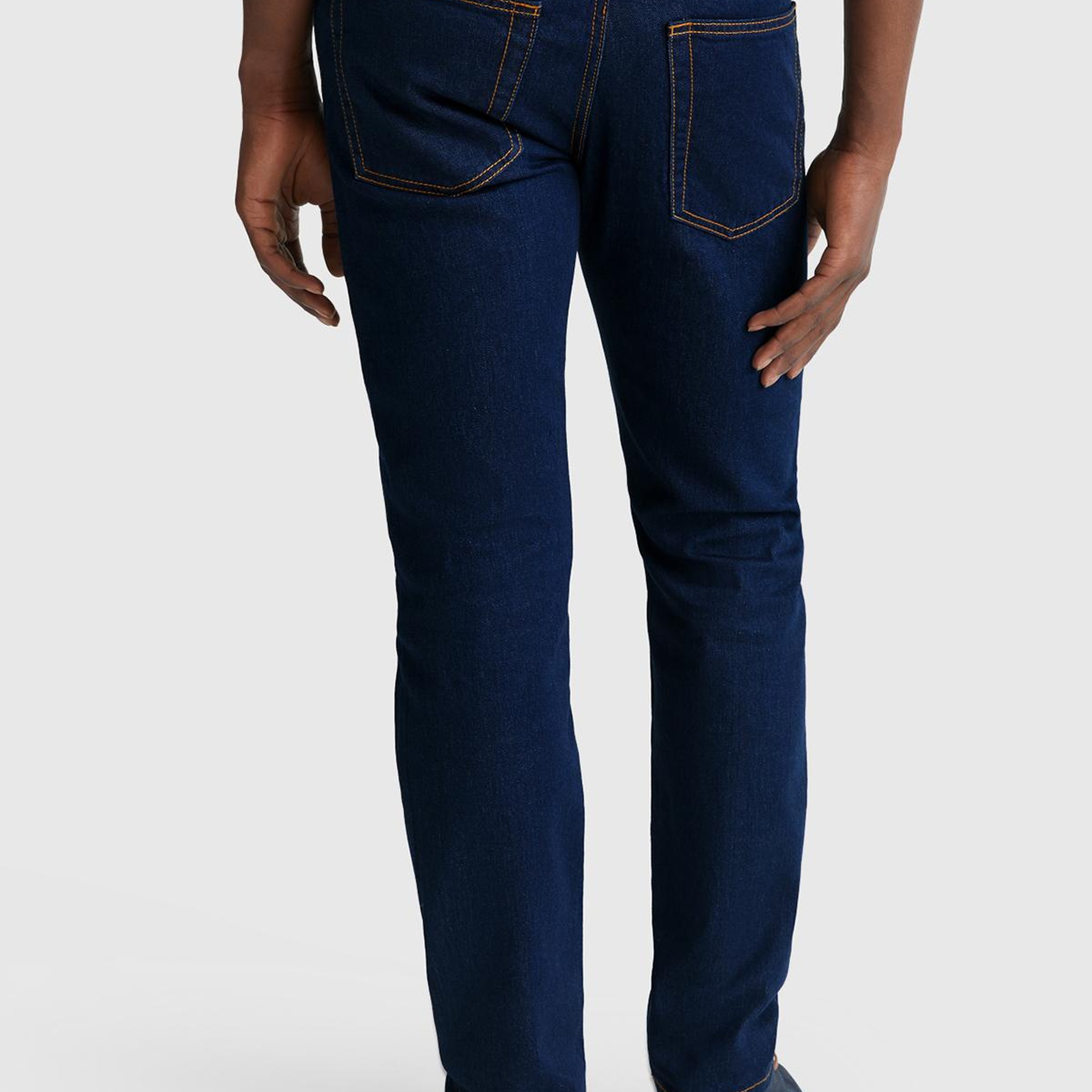 Erkek Lacivert Pamuk Karışımlı Arkası Logo Etiketli Cepli Slim Fit Denim Pantolon