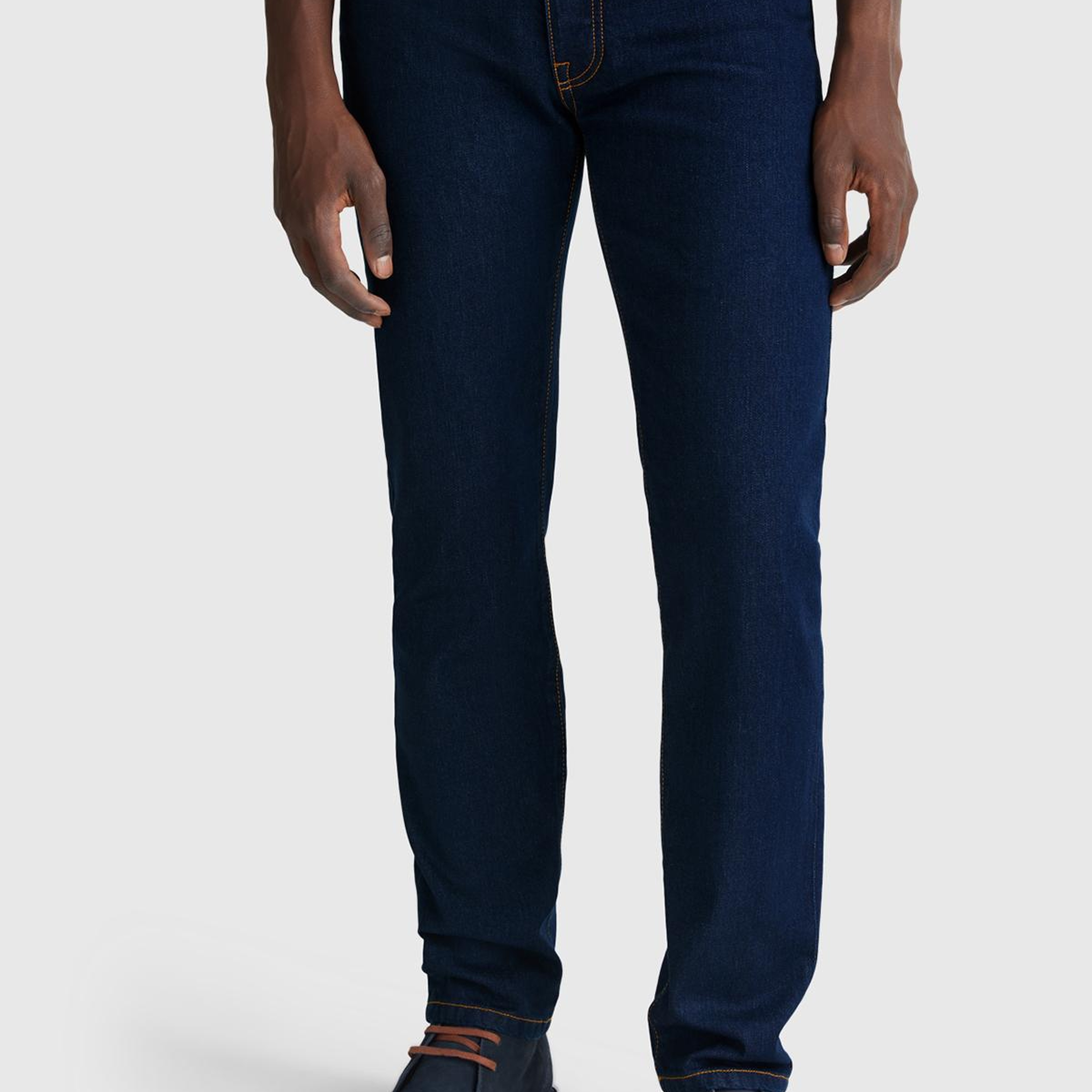 Erkek Lacivert Pamuk Karışımlı Arkası Logo Etiketli Cepli Slim Fit Denim Pantolon