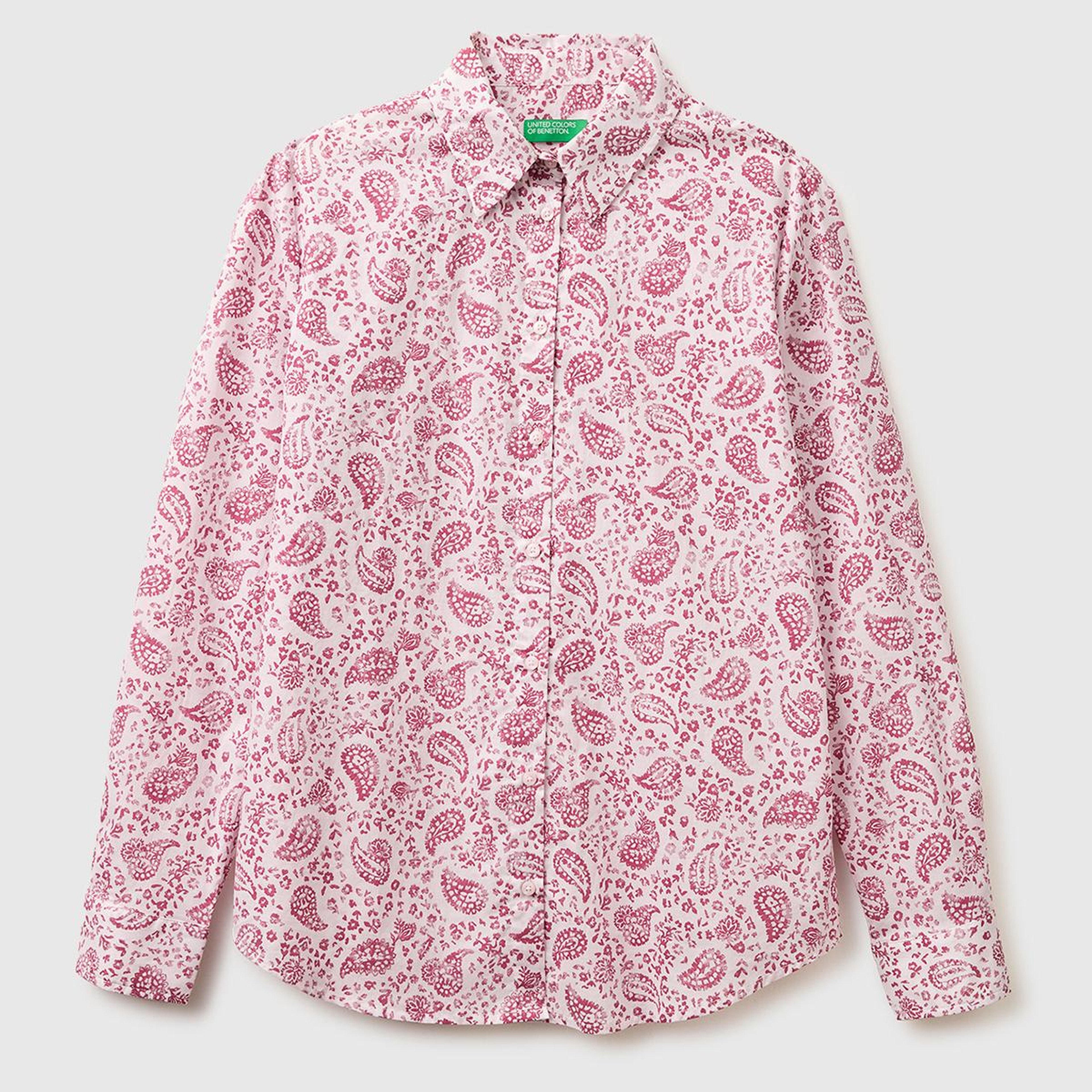 Kadın Pembe %100 Pamuk Desenli  Regular Fit Gömlek