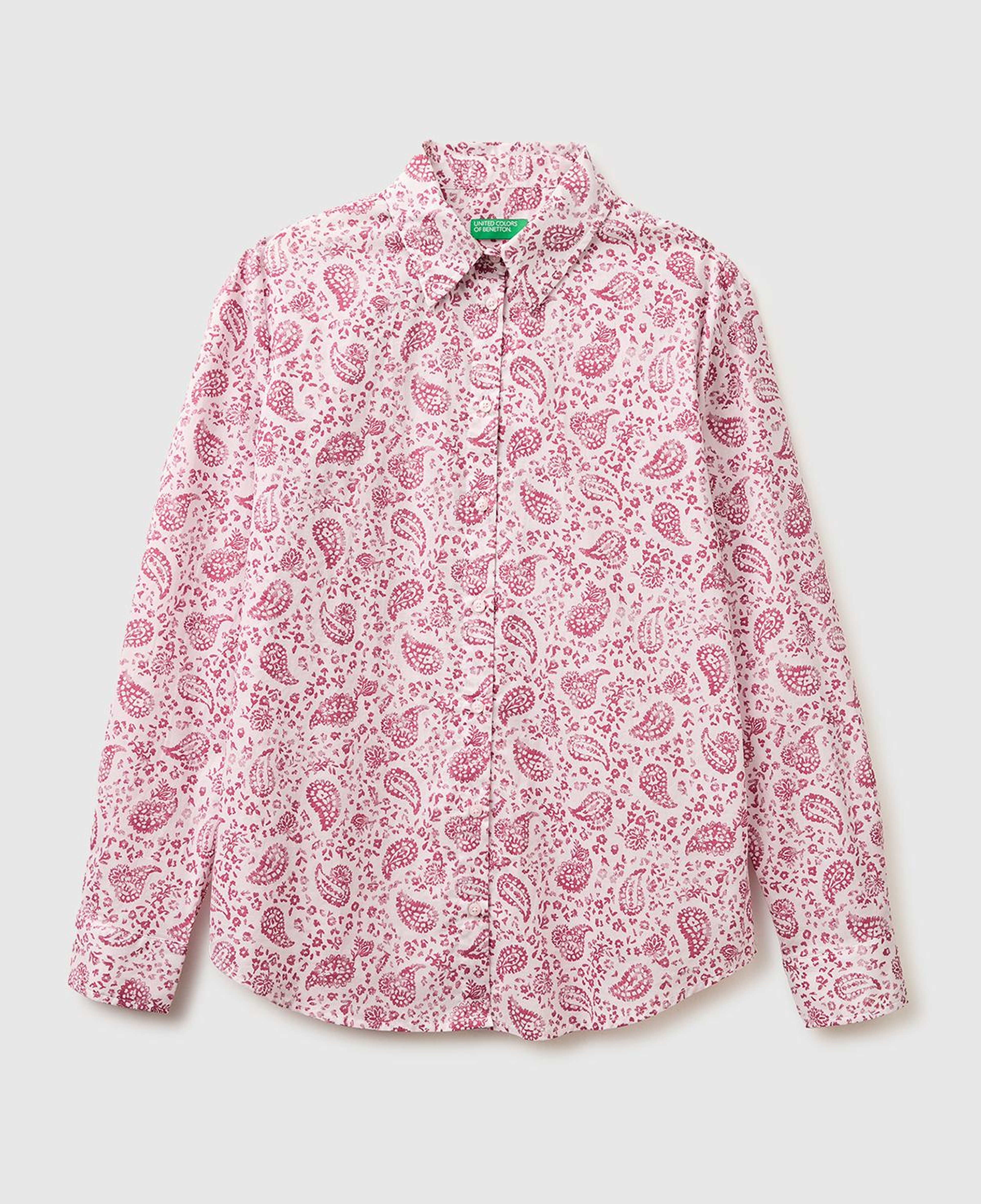 Kadın Pembe %100 Pamuk Desenli Regular Fit Gömlek