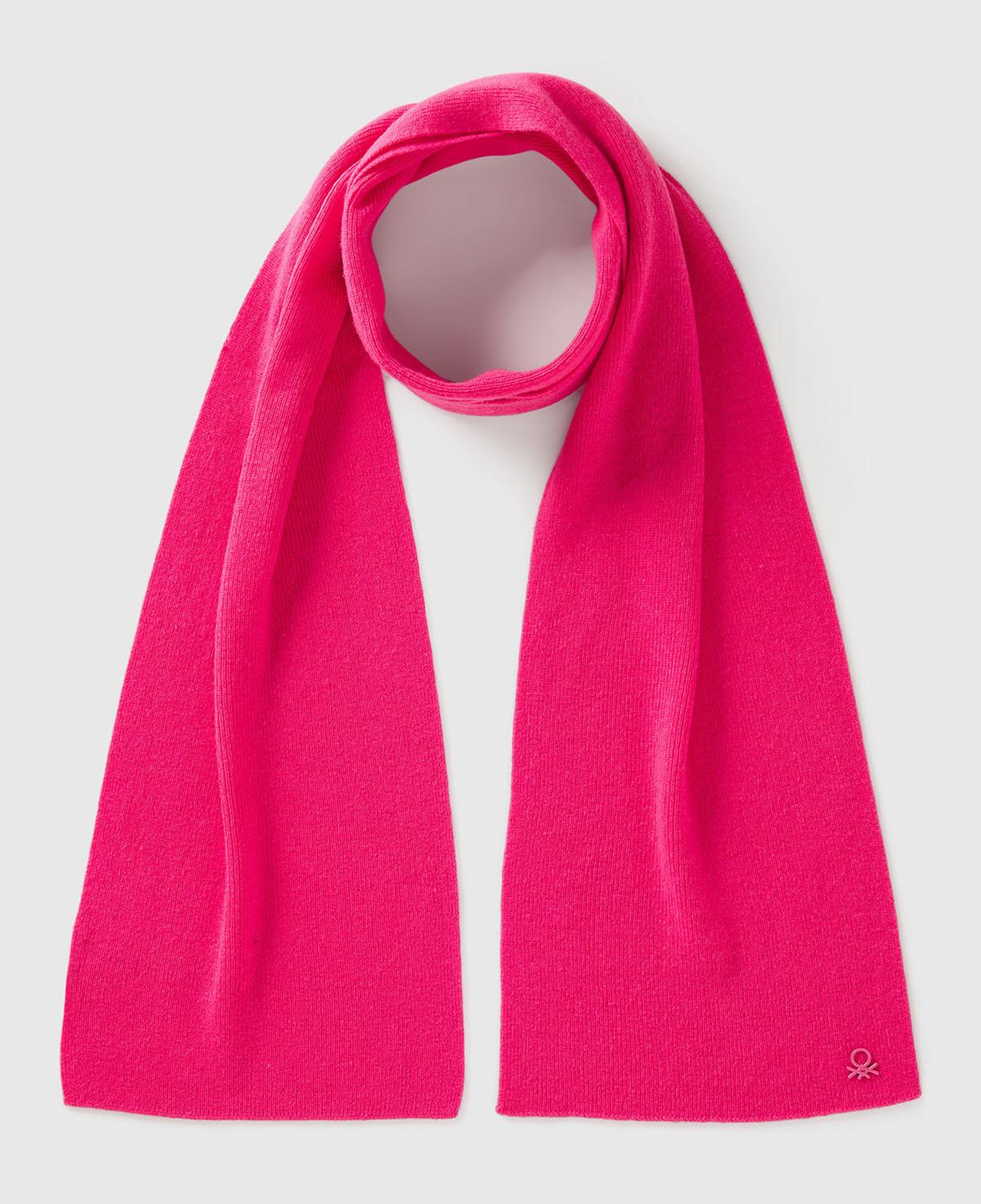Erkek Çocuk Pembe Yün ve Viskoz Karışımlı Logo Nakışlı Atkı
