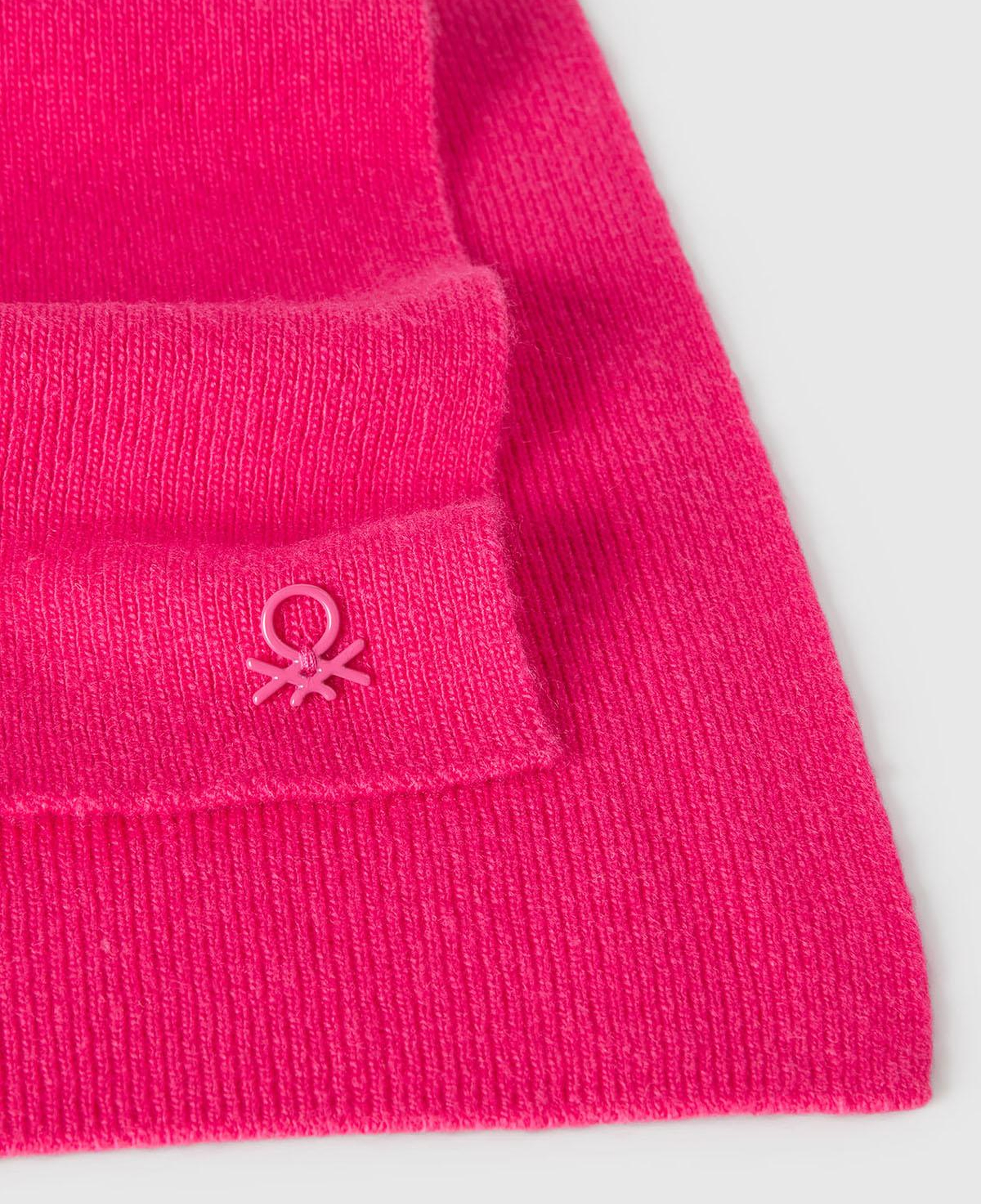 Erkek Çocuk Pembe Yün ve Viskoz Karışımlı Logo Nakışlı Atkı