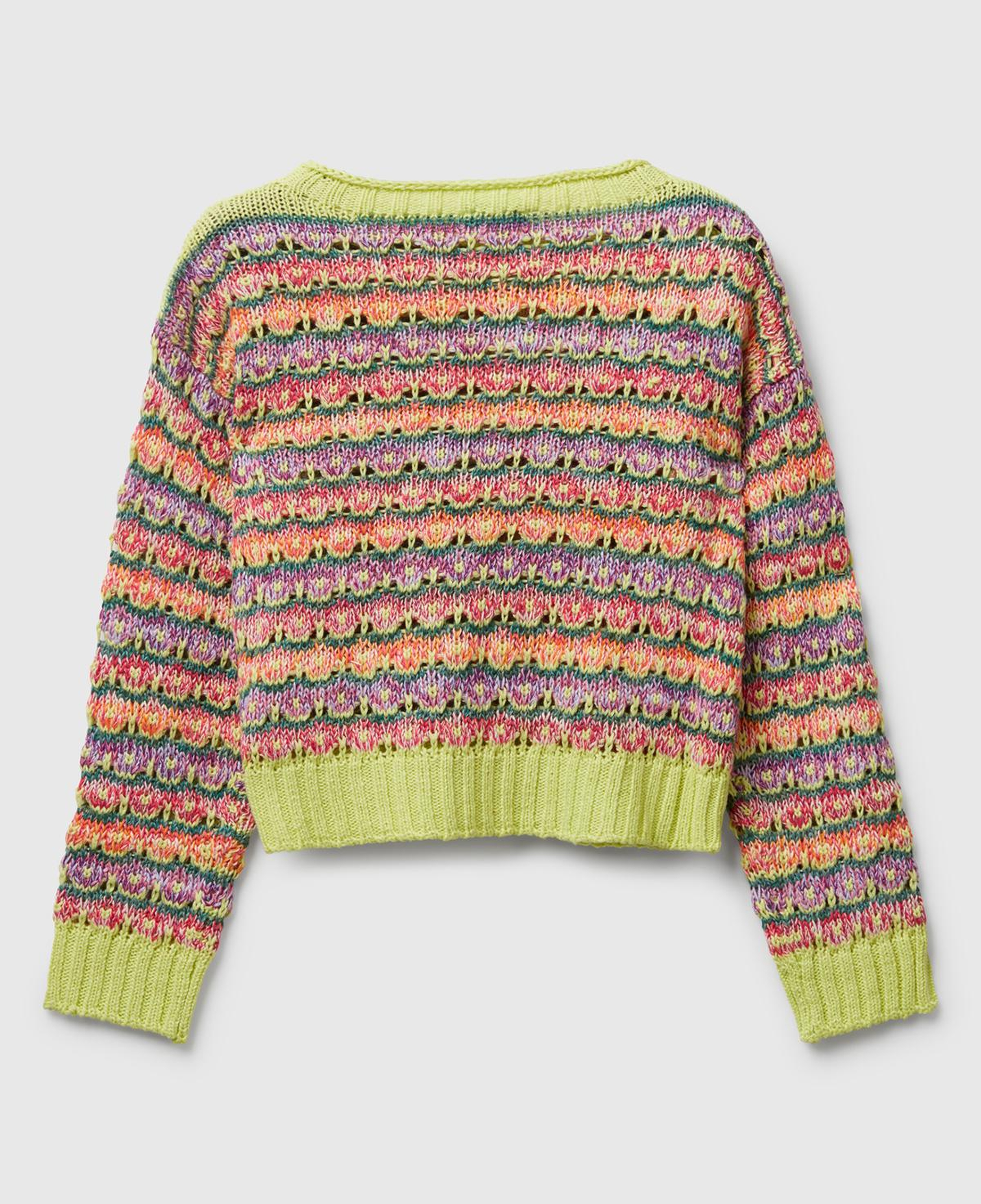 Kız Çocuk Çok Renkli Karışık Dikişli Crop Kazak