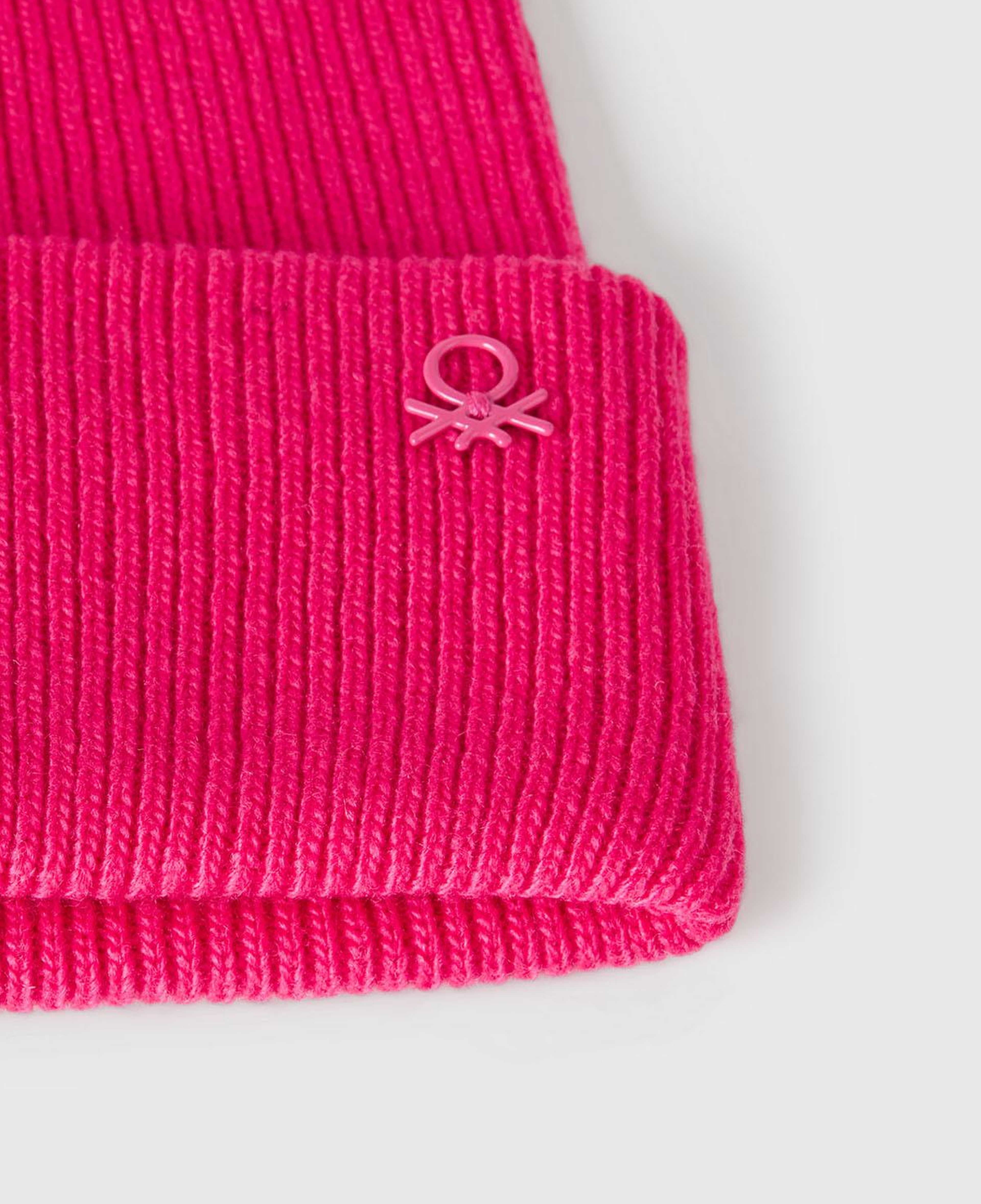 Erkek Çocuk Pembe Yün ve Viskoz Karışımlı Logo Nakışlı Bere