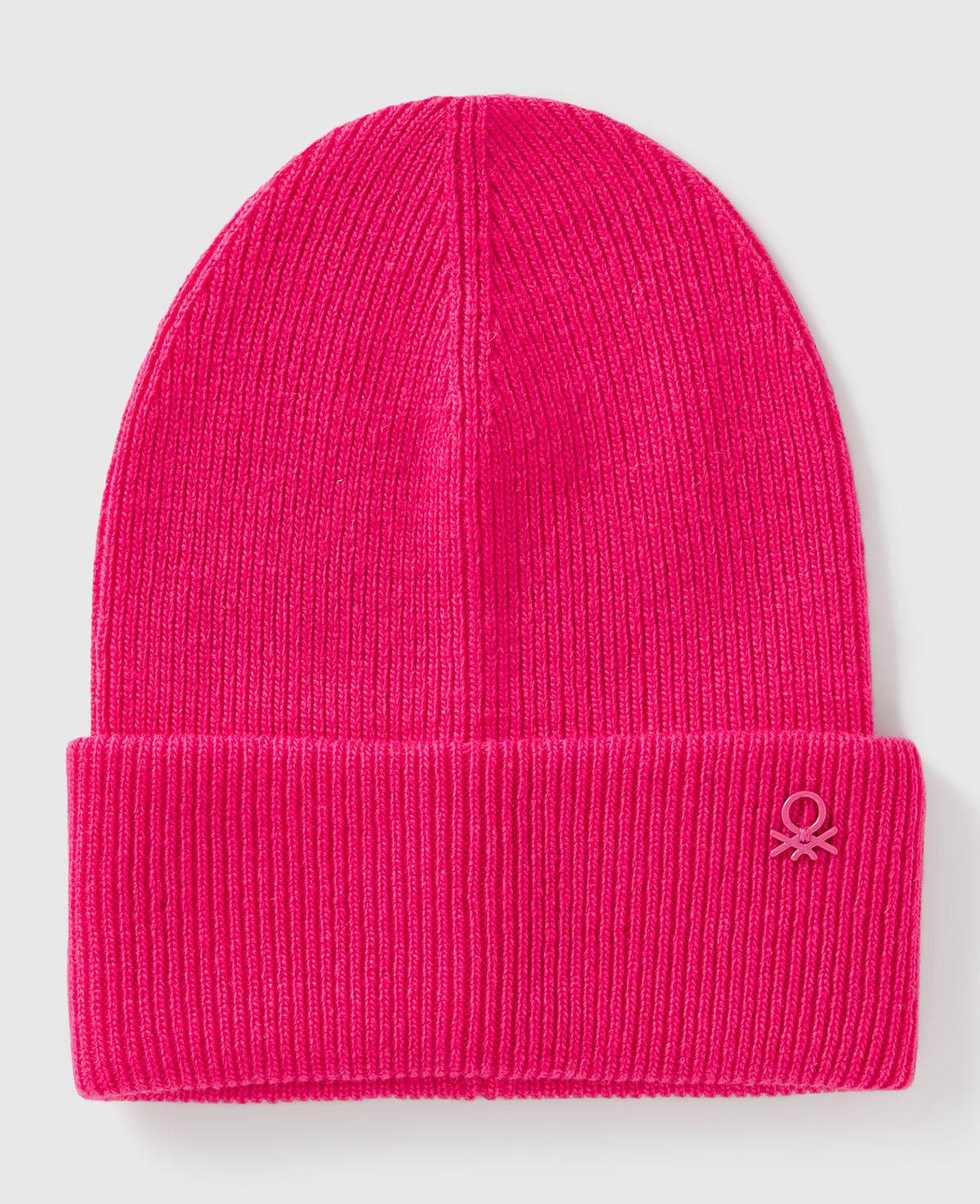 Erkek Çocuk Pembe Yün ve Viskoz Karışımlı Logo Nakışlı Bere
