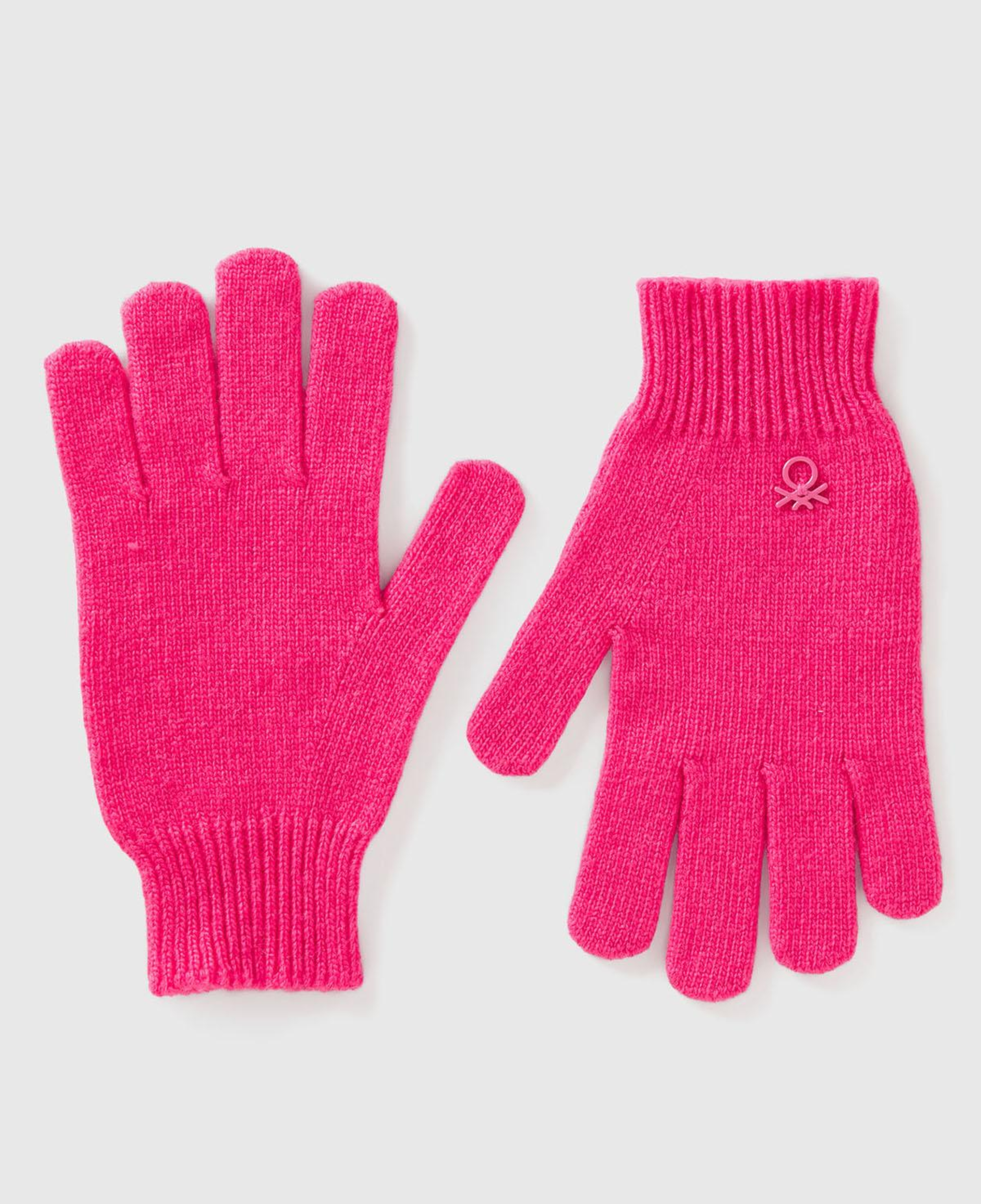 Erkek Çocuk Pembe Yün ve Viskoz Karışımlı Logo Nakışlı Eldiven