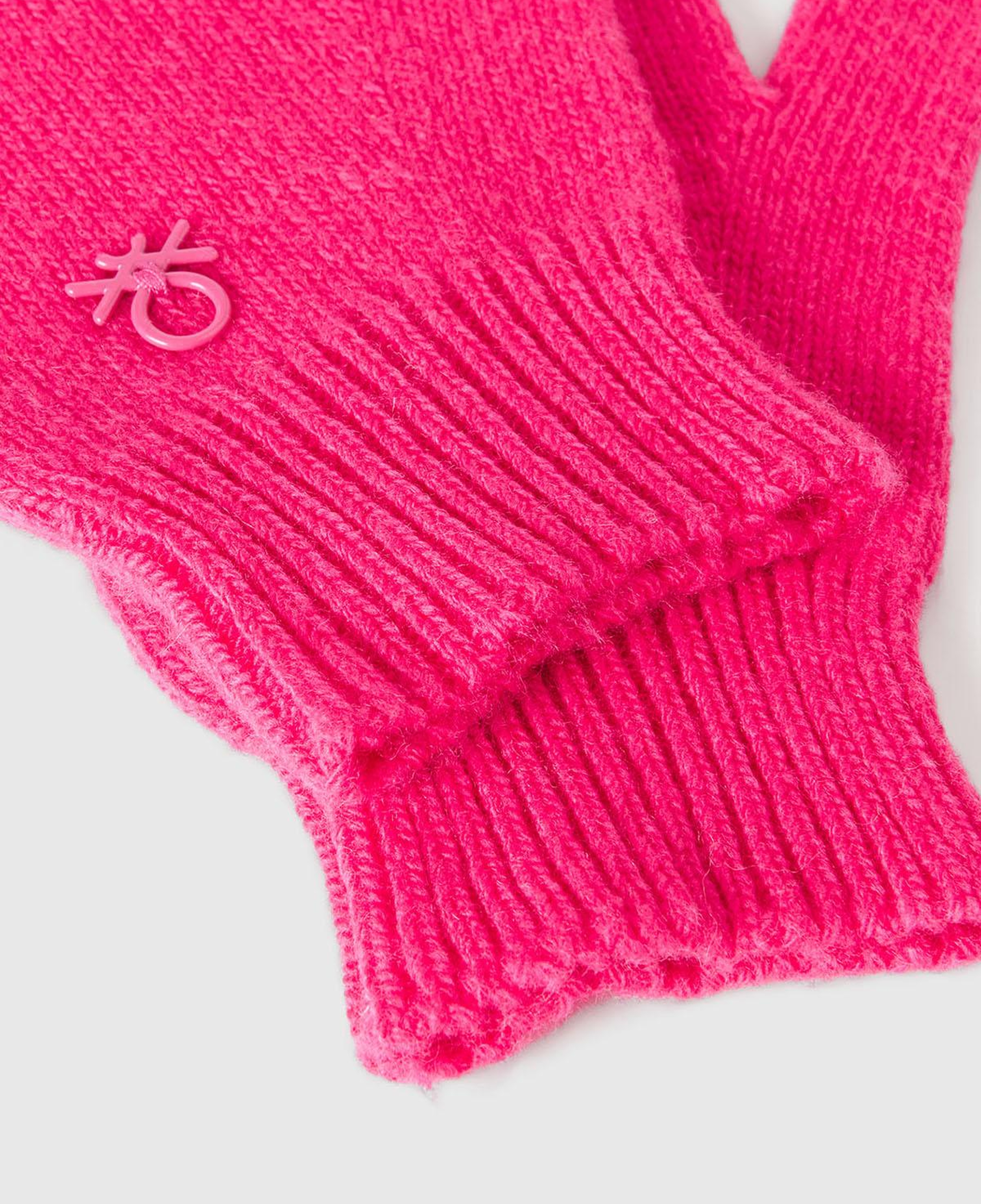 Erkek Çocuk Pembe Yün ve Viskoz Karışımlı Logo Nakışlı Eldiven