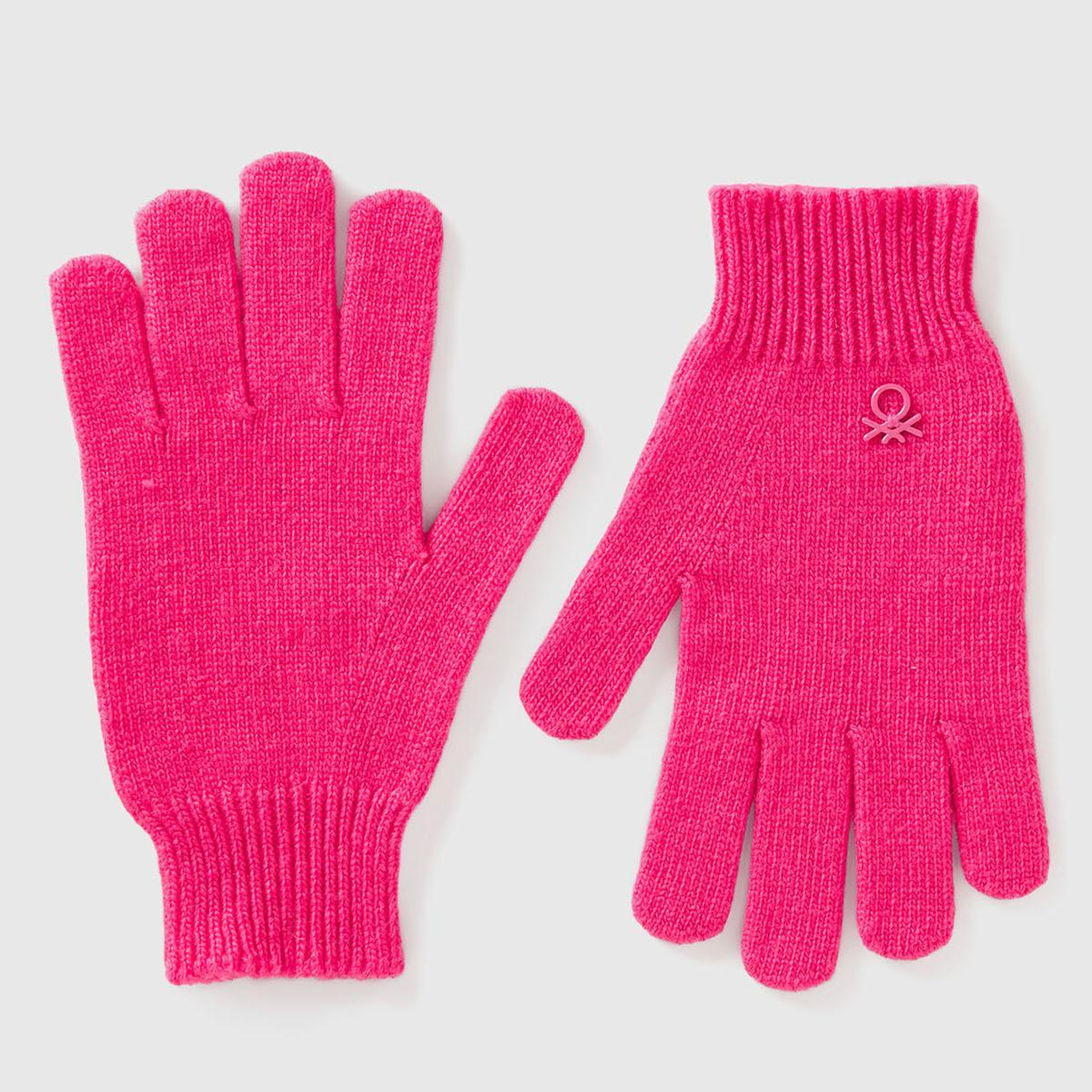Erkek Çocuk Pembe Yün ve Viskoz Karışımlı Logo Nakışlı Eldiven