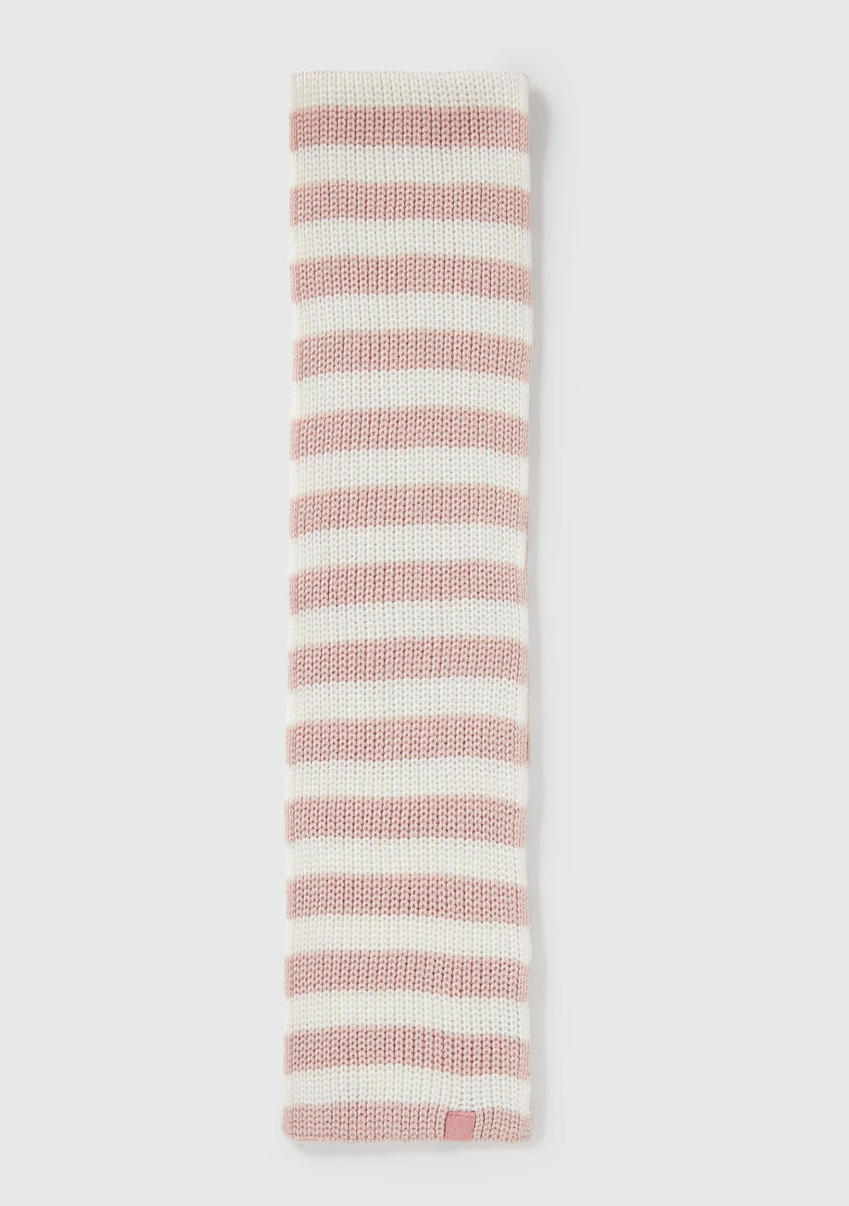 Erkek Çocuk Toz Pembe Logo Etiketi Detaylı Renk Bloklu Atkı
