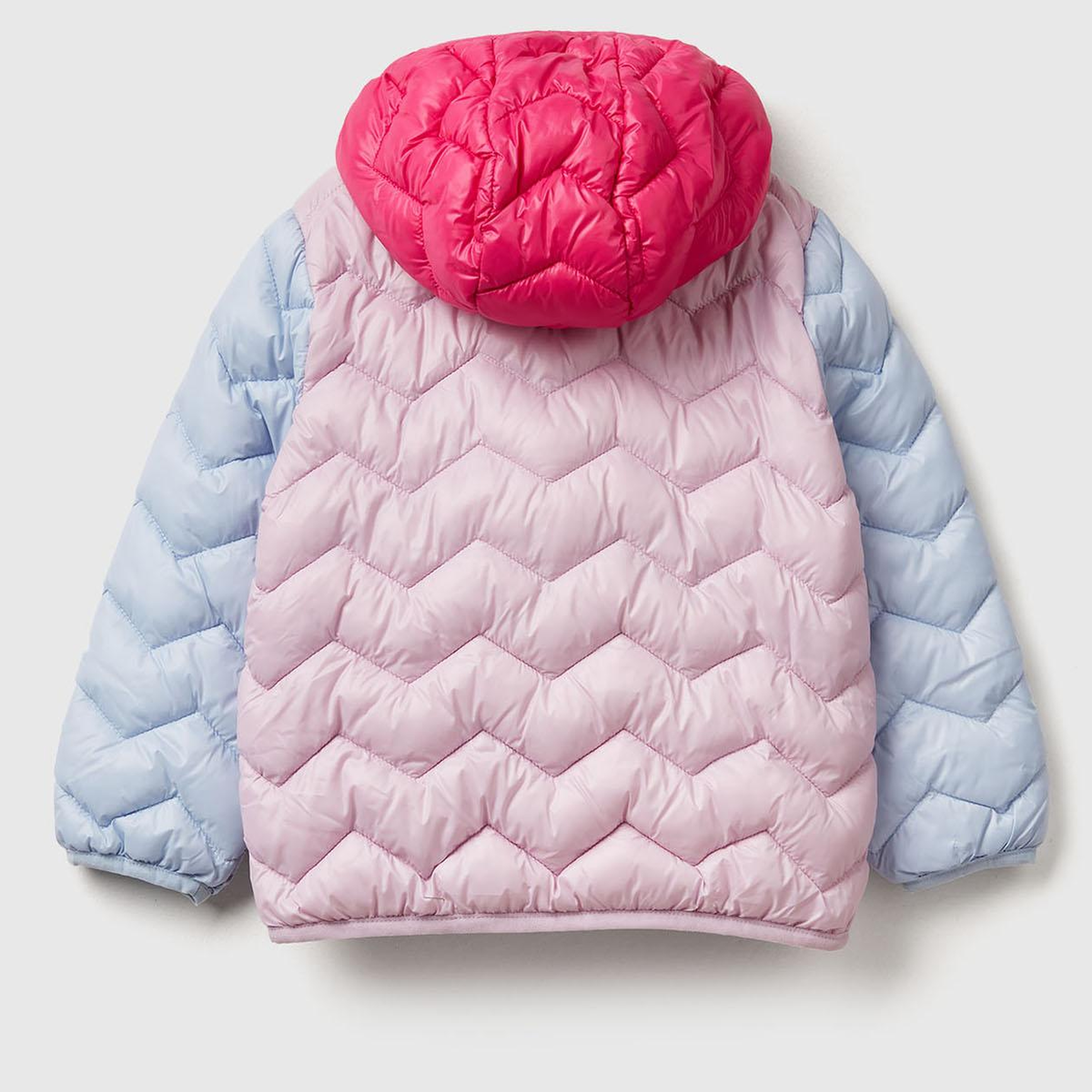 Kız Çocuk Lila-Pembe Simli Logo İşlemeli Kapüşonlu Mevsimlik İnce Mont