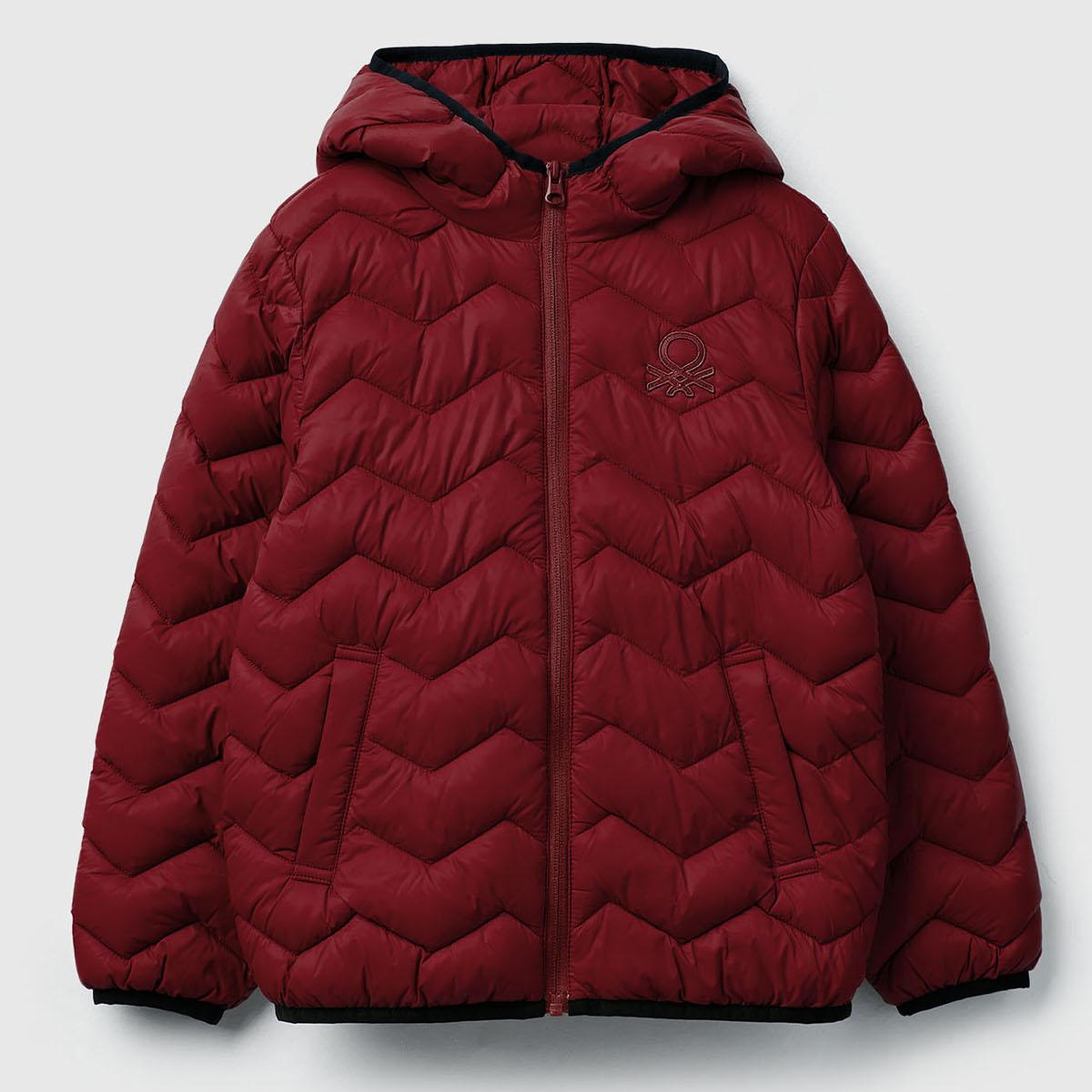 Erkek Çocuk Bordo Logo İşlemeli Mevsimlik İnce Pufa Mont