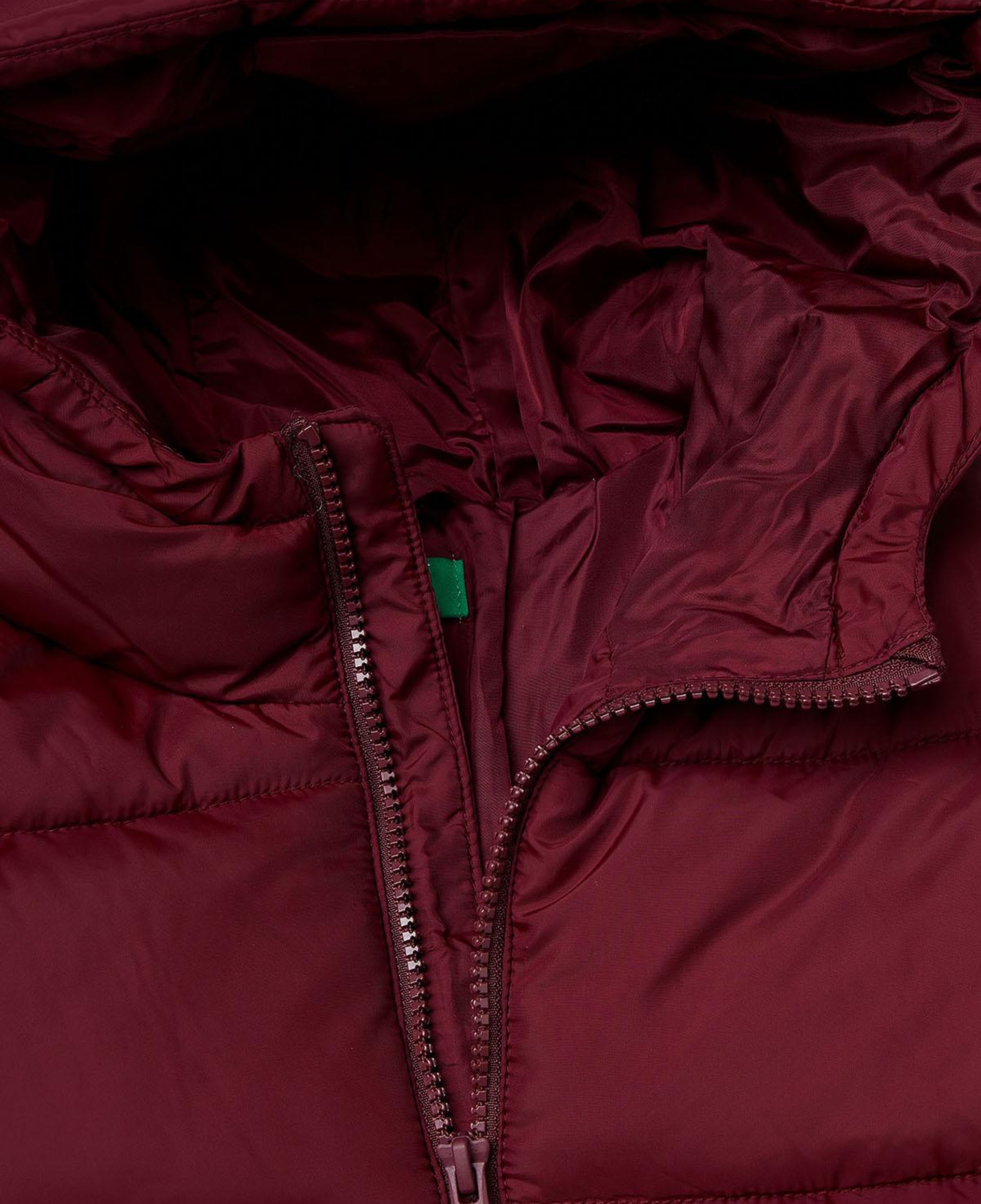 Erkek Çocuk Bordo Logo Detaylı Fermuarlı Kapüşonlu Dolgulu Mont