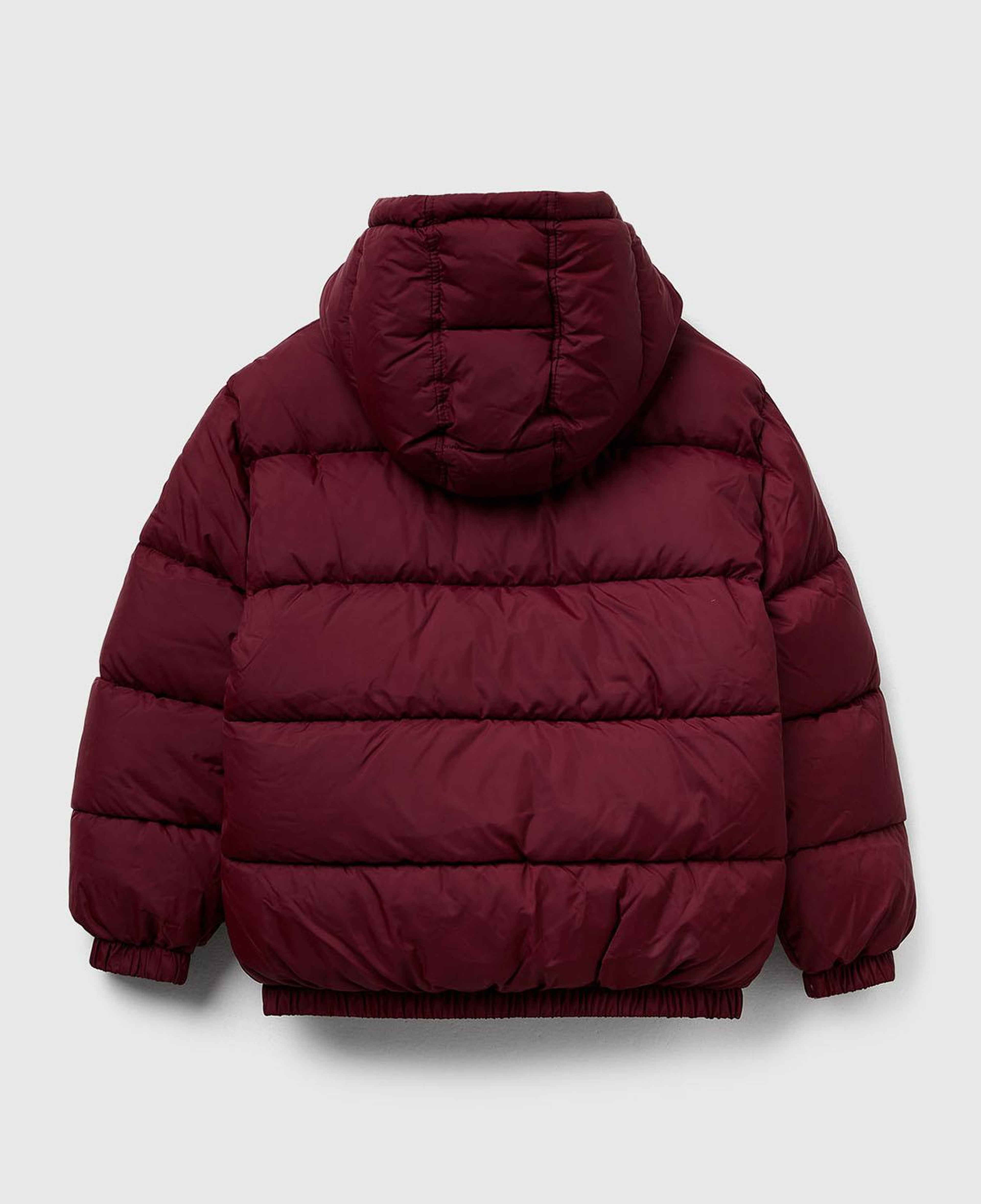 Erkek Çocuk Bordo Logo Detaylı Fermuarlı Kapüşonlu Dolgulu Mont