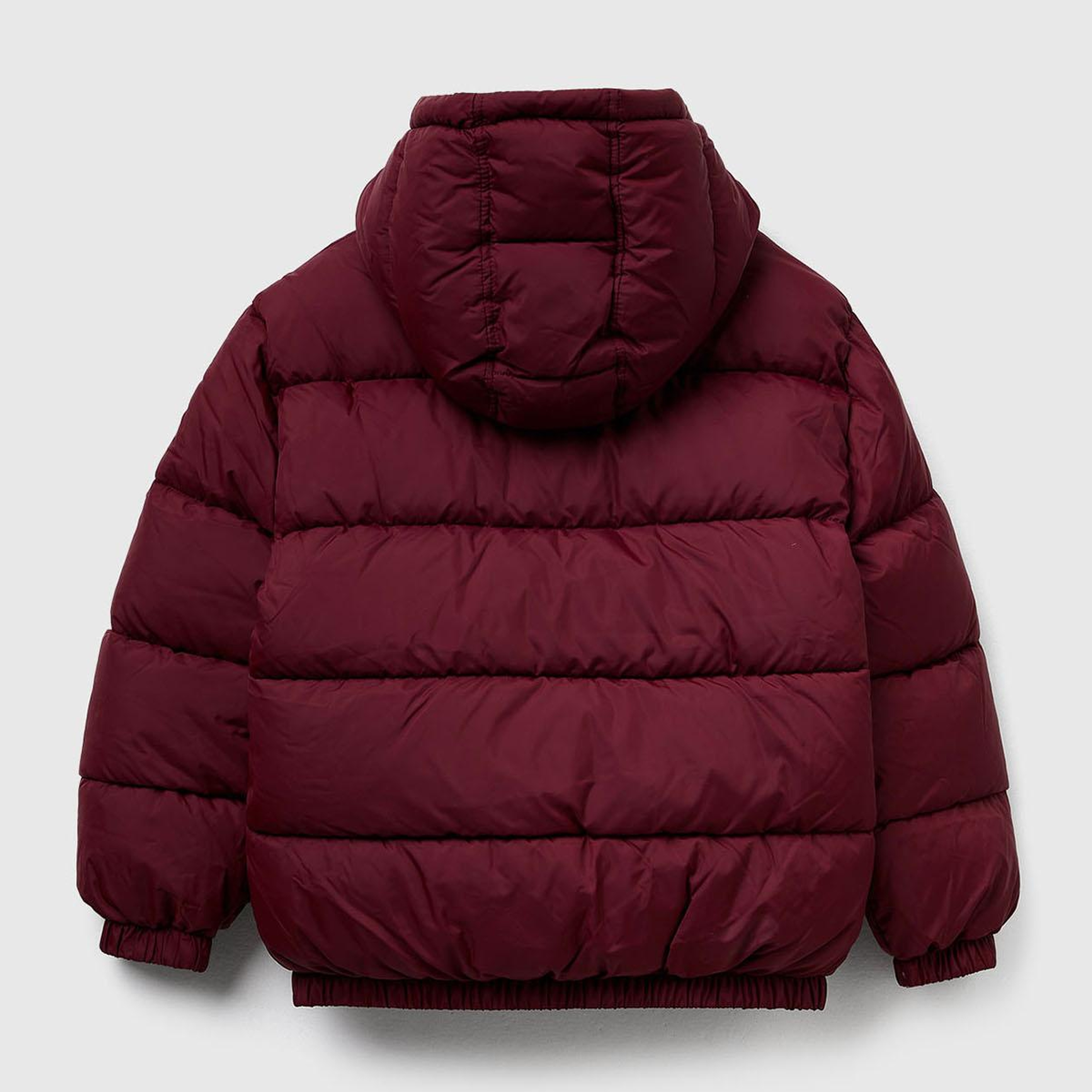 Erkek Çocuk Bordo Logo Detaylı Fermuarlı Kapüşonlu Dolgulu Mont