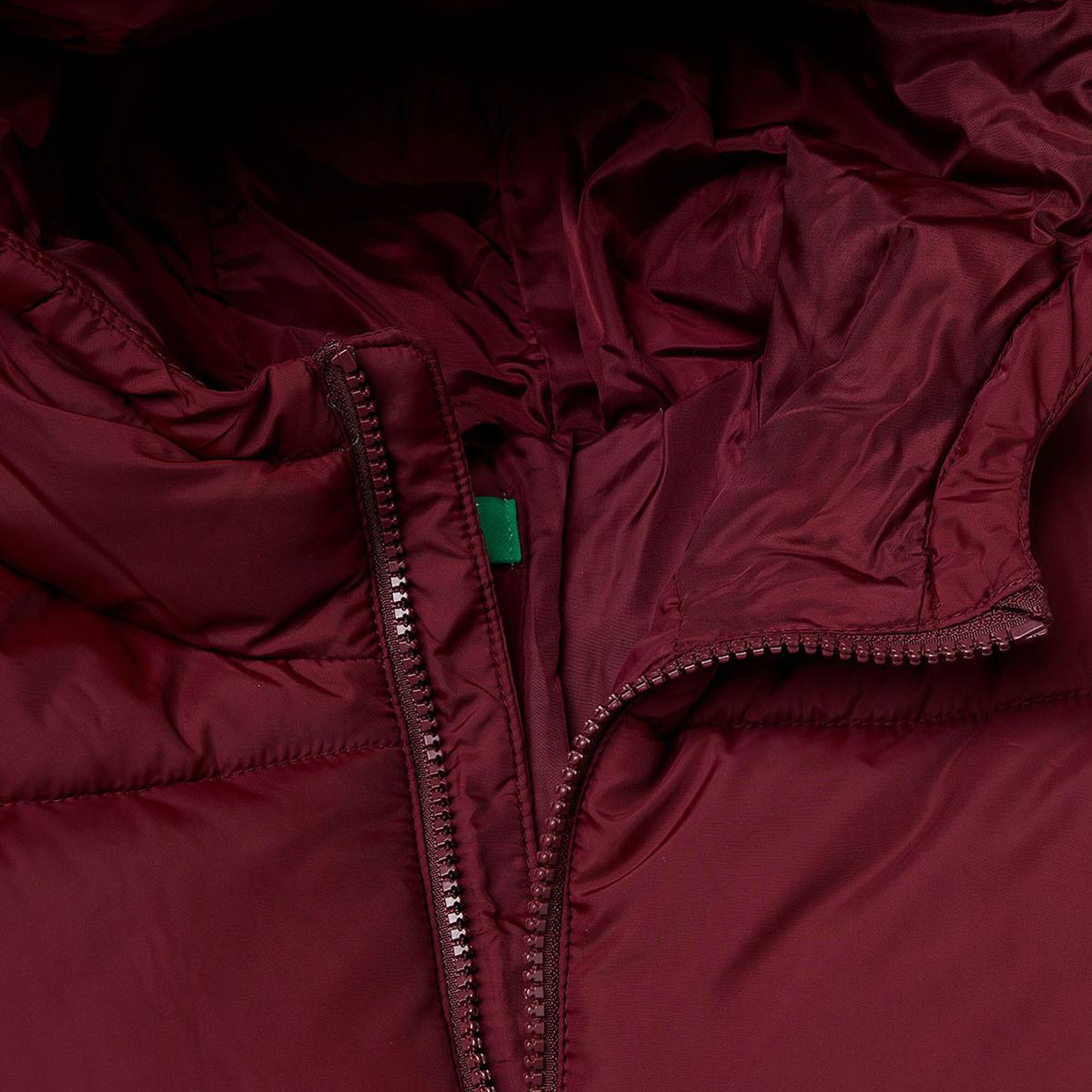 Erkek Çocuk Bordo Logo Detaylı Fermuarlı Kapüşonlu Dolgulu Mont