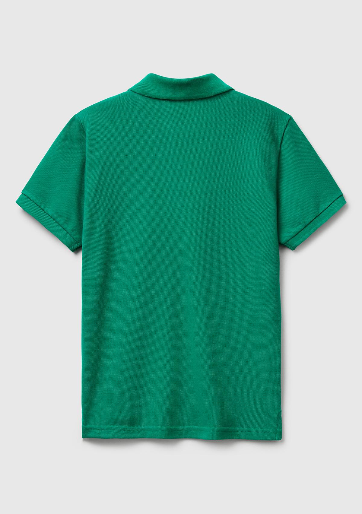 Erkek Çocuk Yeşil Logolu Pike Polo T-Shirt