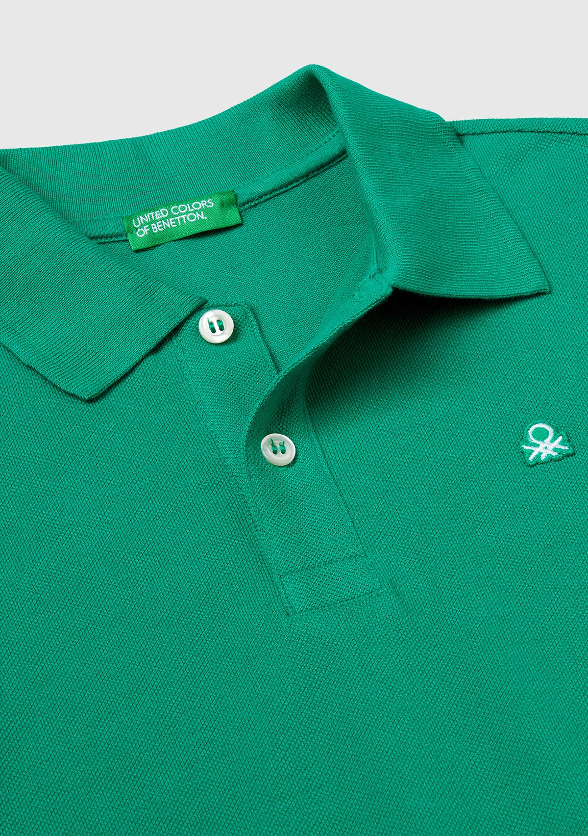 Erkek Çocuk Yeşil Logolu Pike Polo T-Shirt