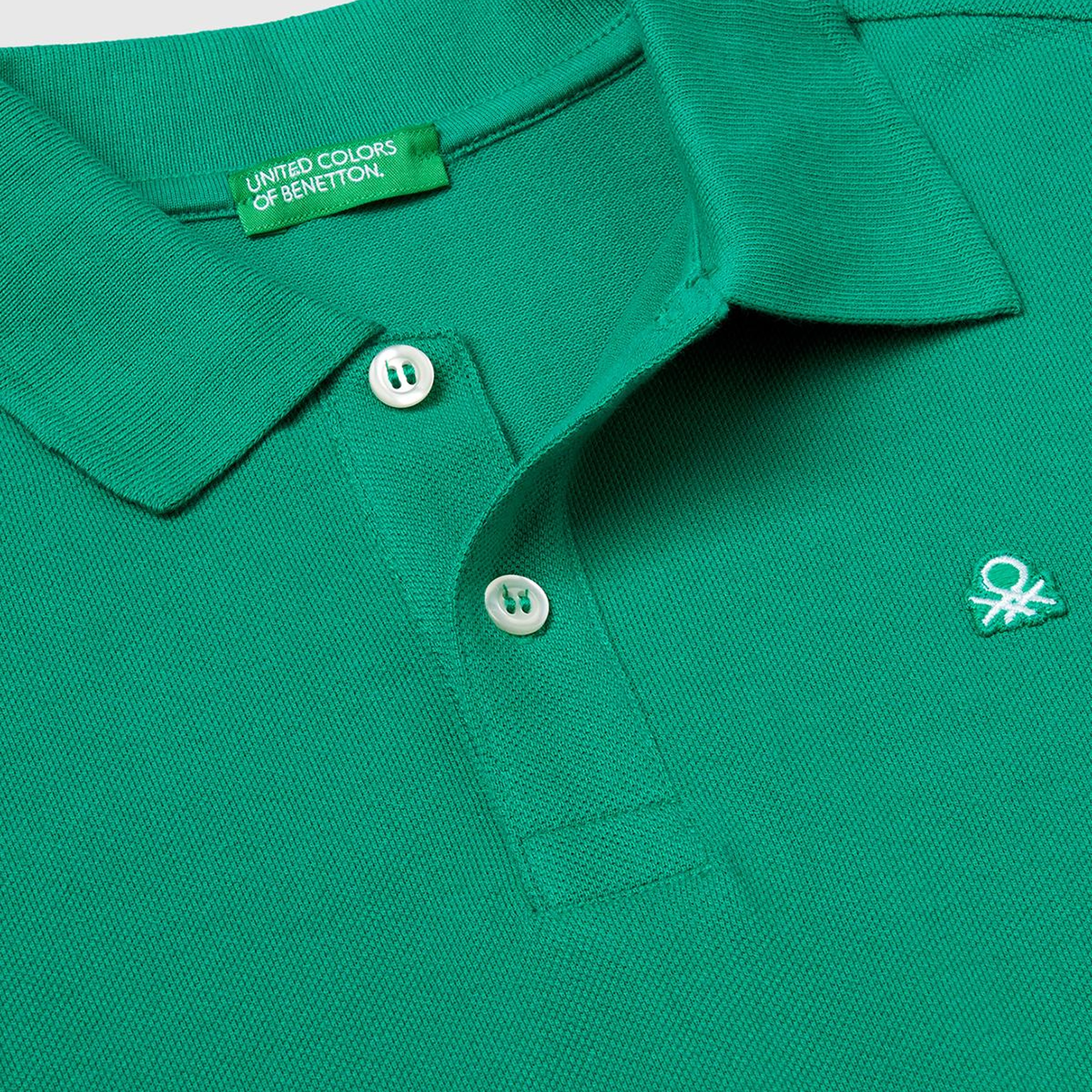 Erkek Çocuk Yeşil Logolu Pike Polo T-Shirt
