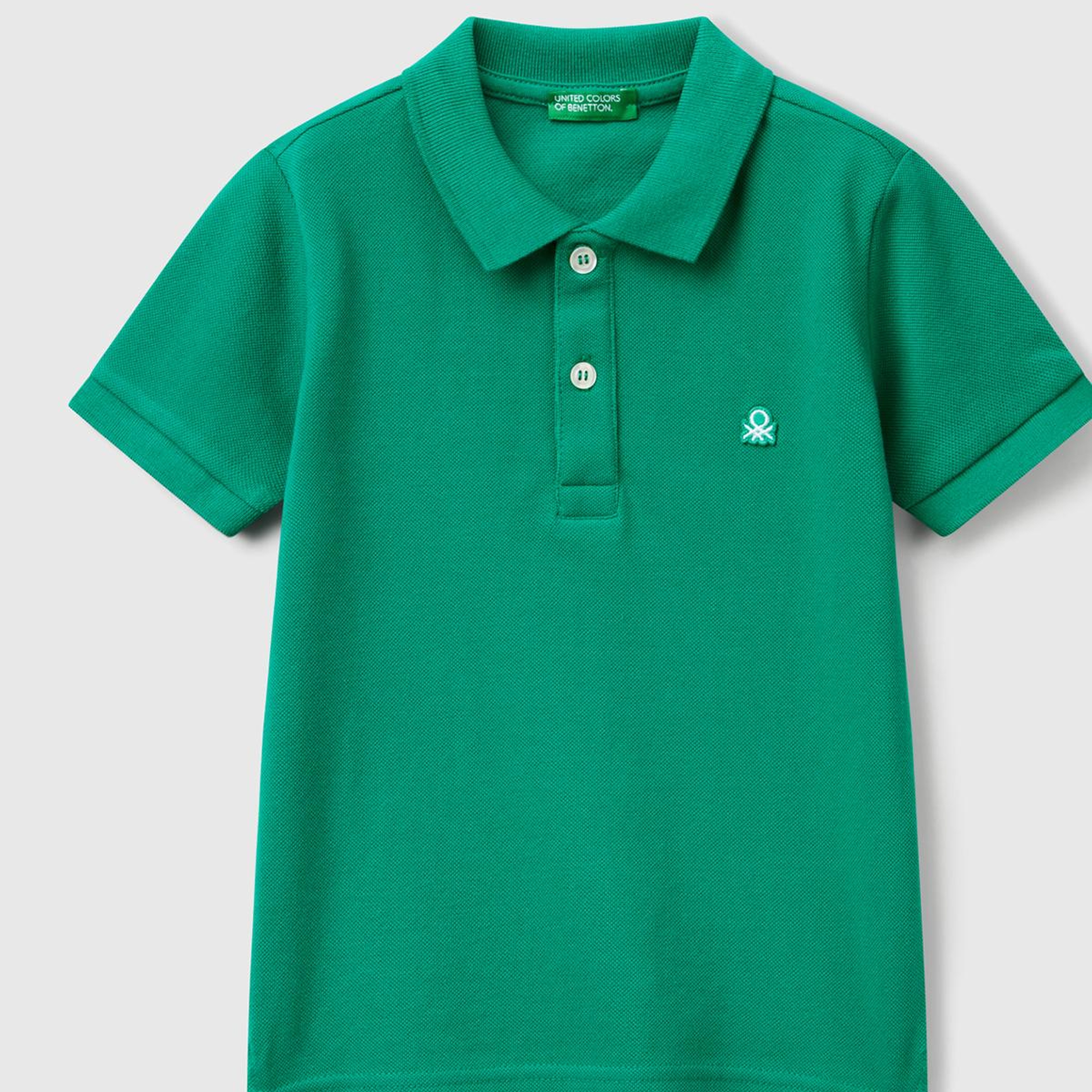 Erkek Çocuk Yeşil Logolu Pike Polo T-Shirt