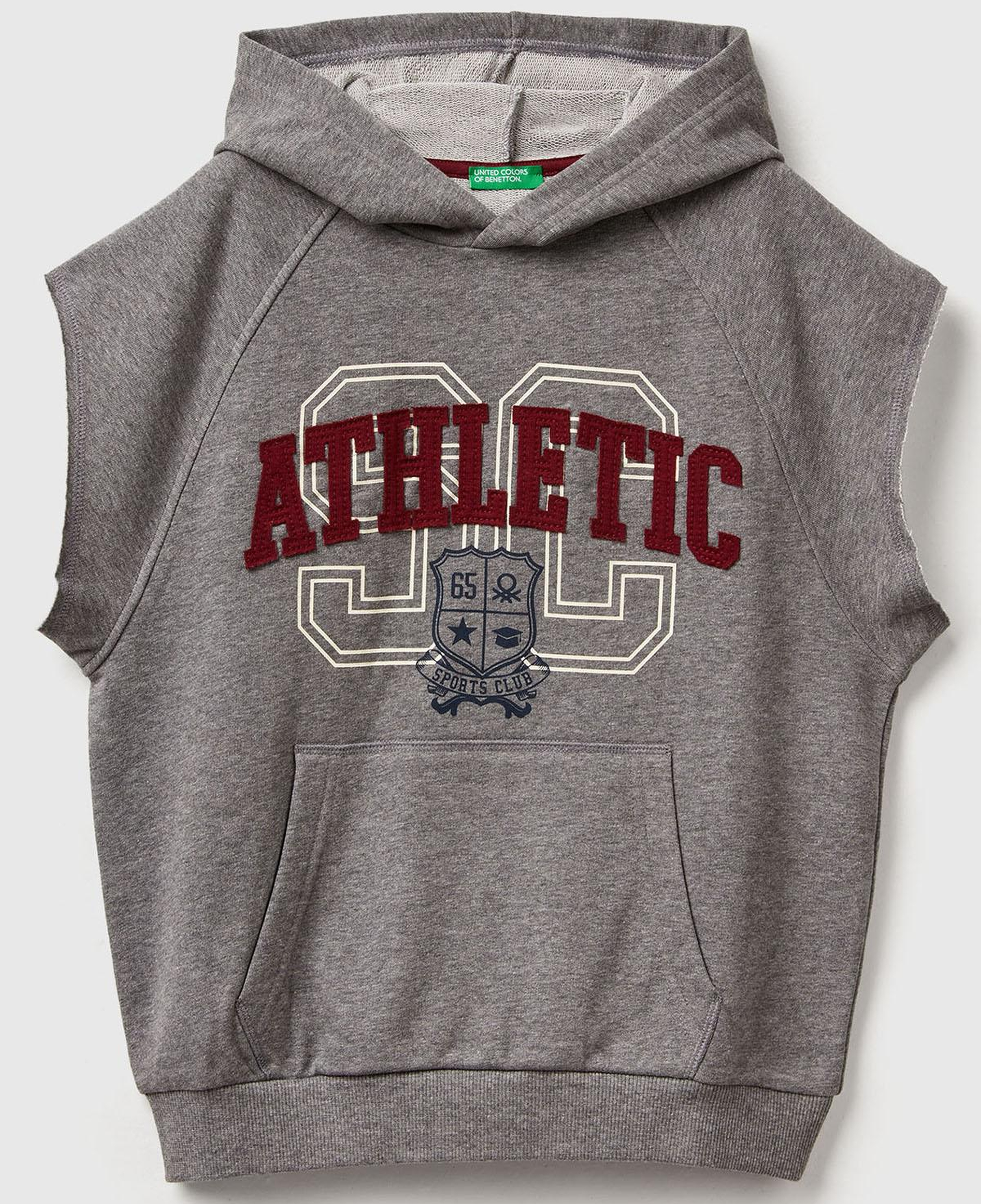 Erkek Çocuk Antrasit Melanj Baskılı Kese Cep Detaylı Kapüşonlu Raglan Kolsuz Sweatshirt
