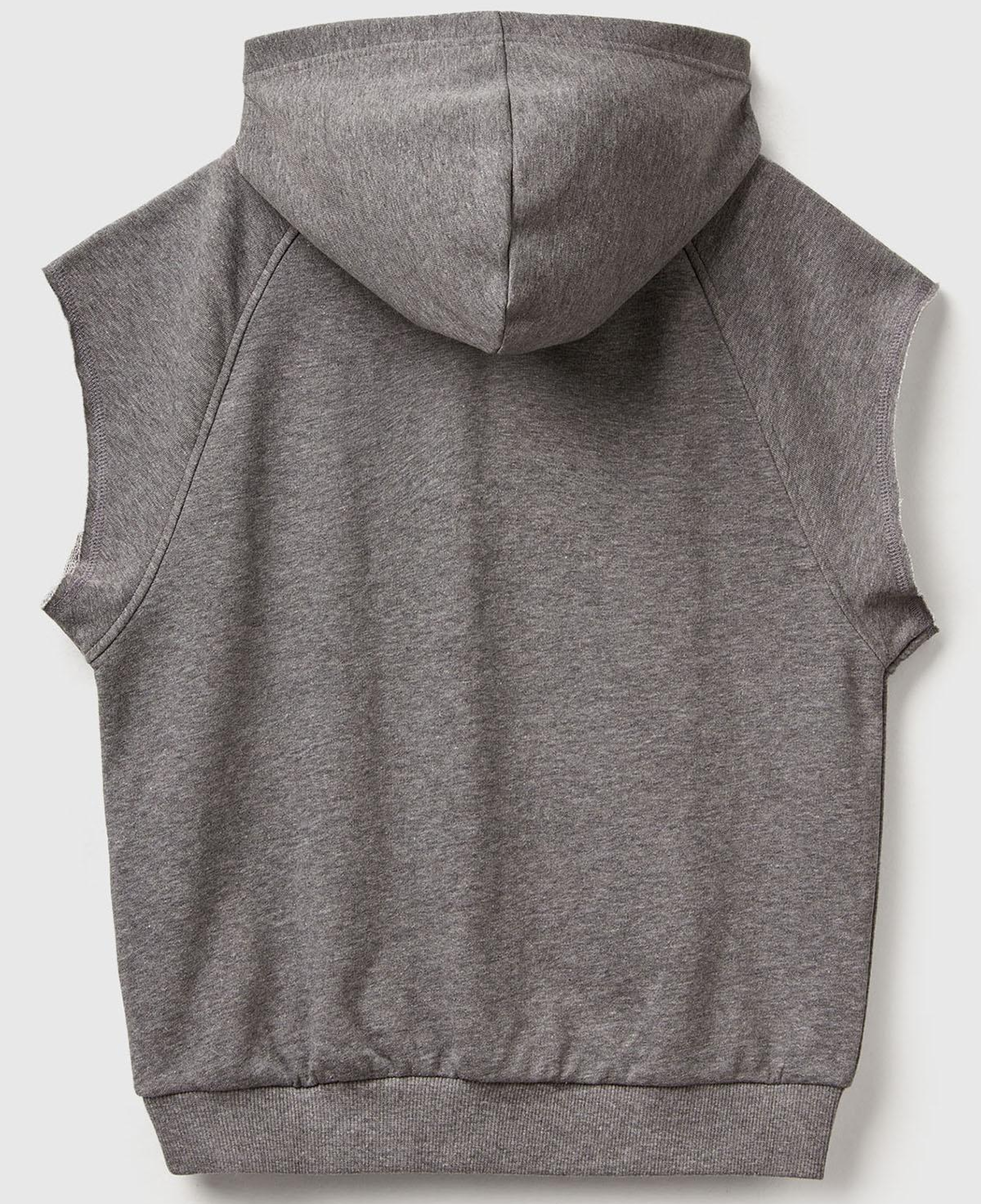 Erkek Çocuk Antrasit Melanj Baskılı Kese Cep Detaylı Kapüşonlu Raglan Kolsuz Sweatshirt