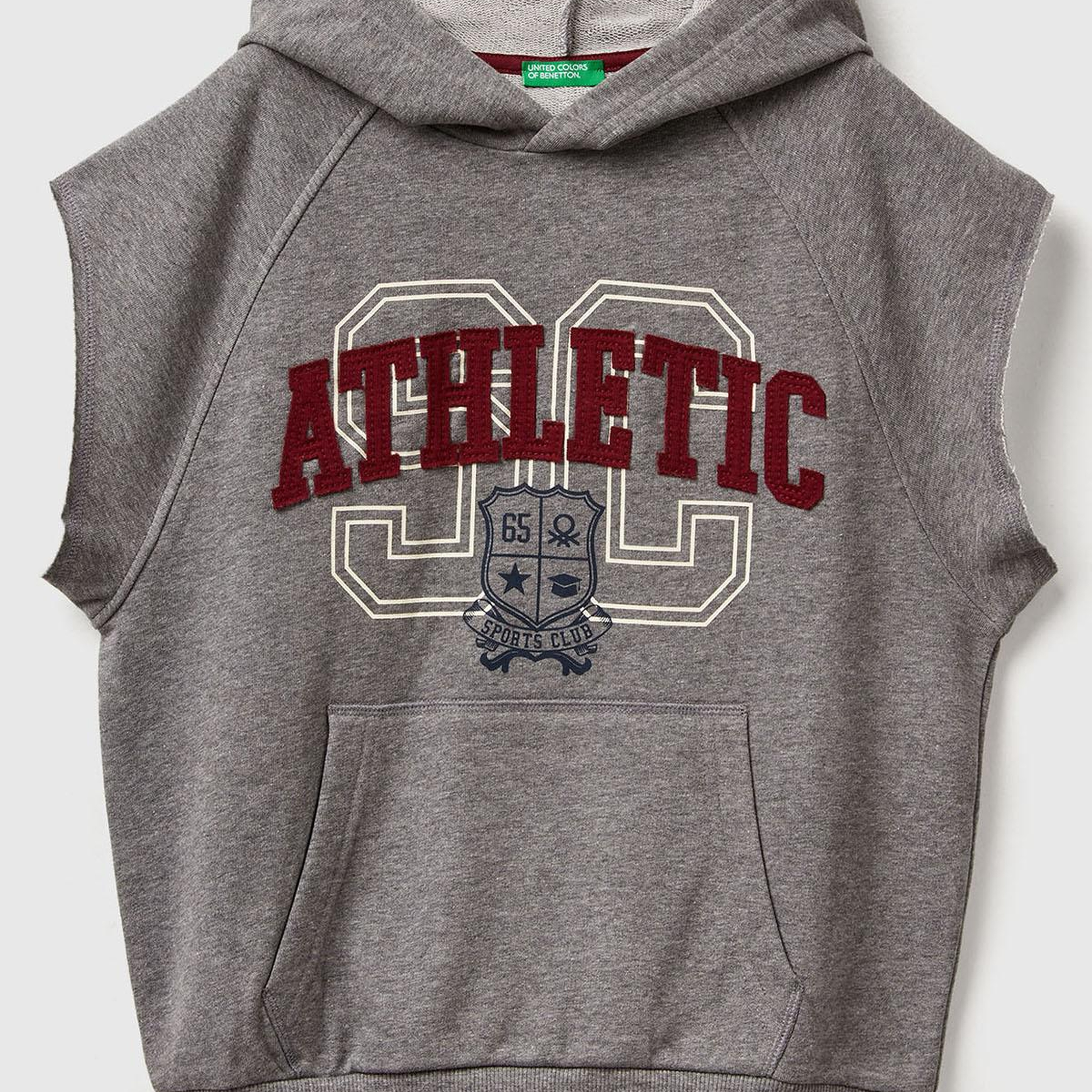 Erkek Çocuk Antrasit Melanj Baskılı Kese Cep Detaylı Kapüşonlu Raglan Kolsuz Sweatshirt