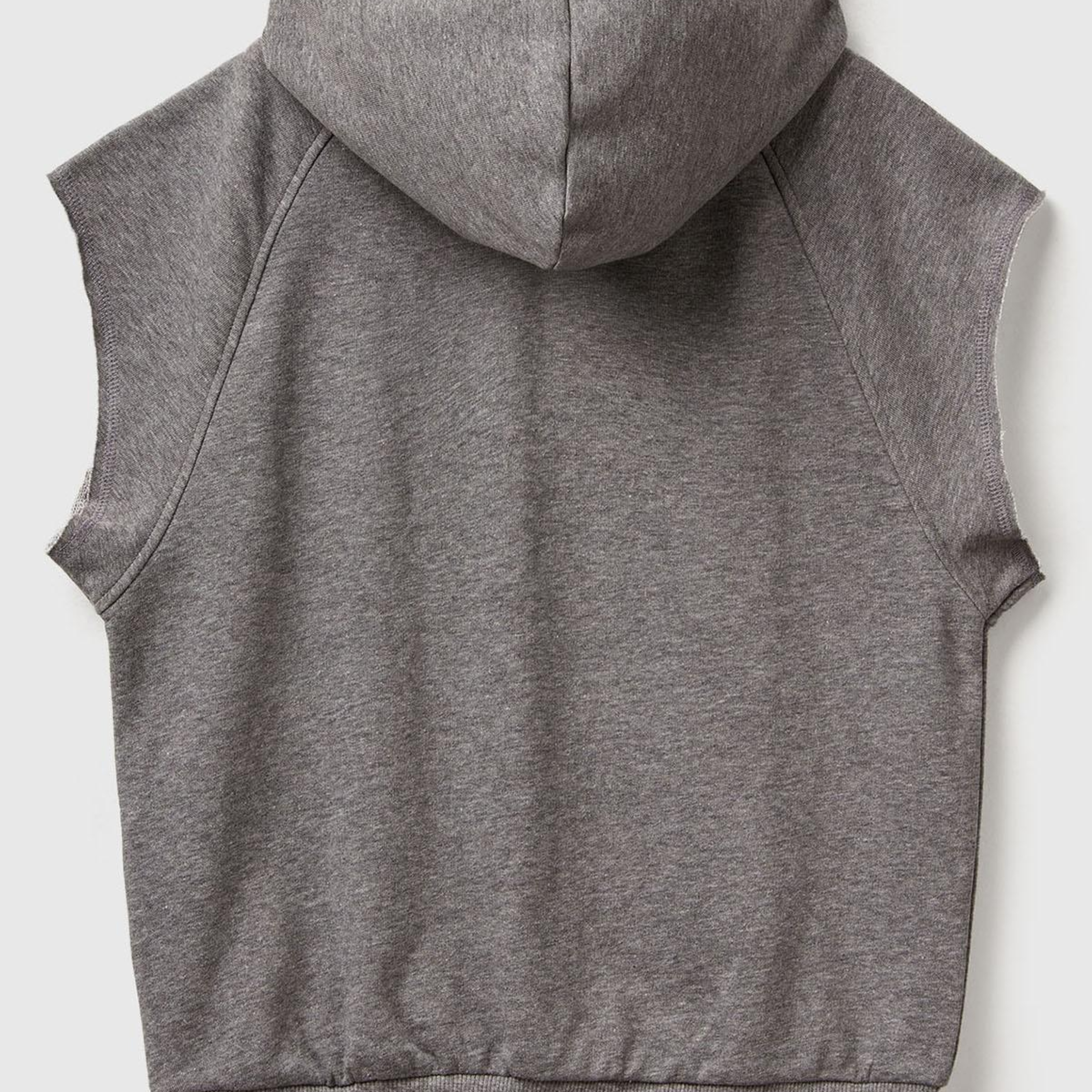 Erkek Çocuk Antrasit Melanj Baskılı Kese Cep Detaylı Kapüşonlu Raglan Kolsuz Sweatshirt