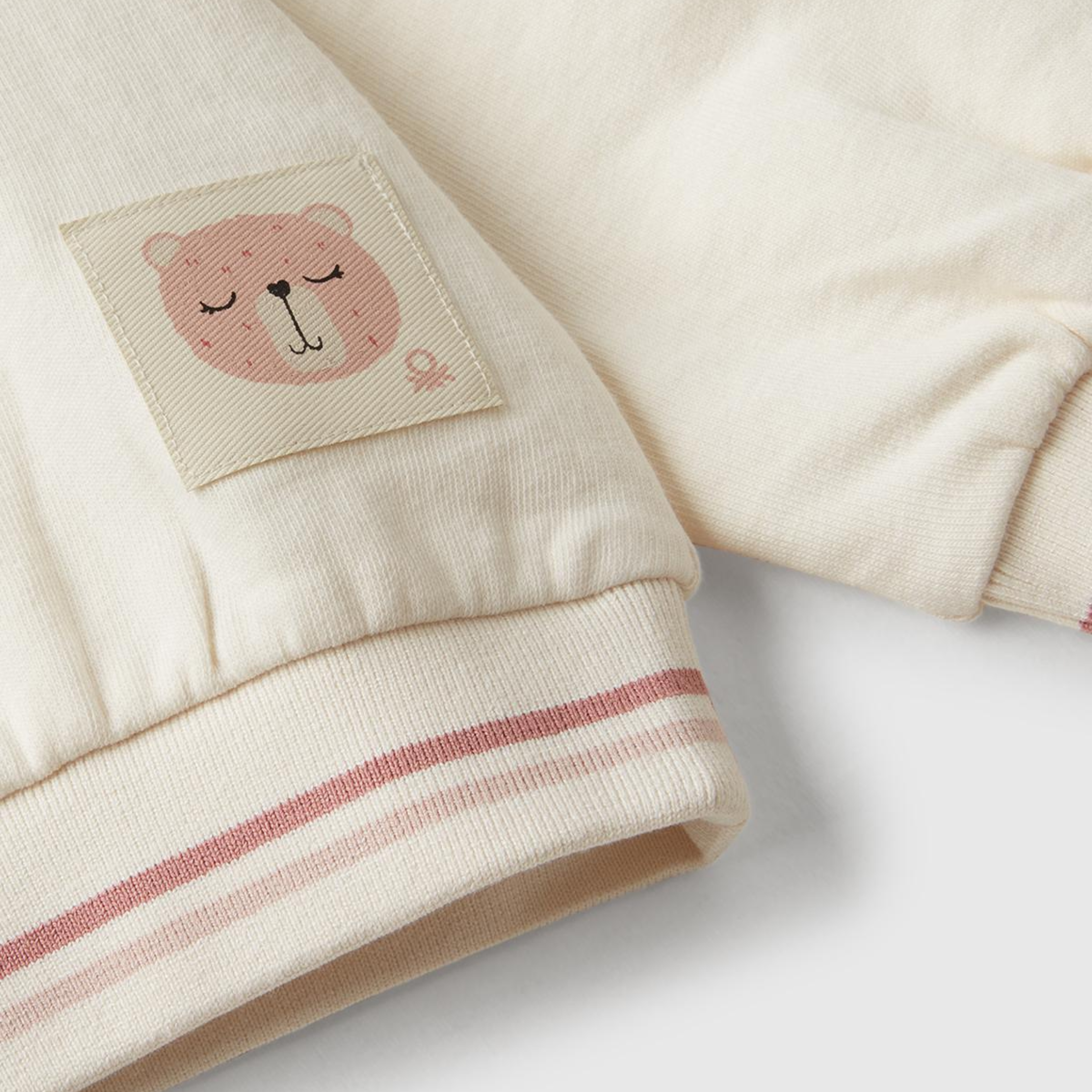 Kız Çocuk Ekru Simli Grafik Nakışlı Çizgi Detaylı Klasik Yaka Sweatshirt