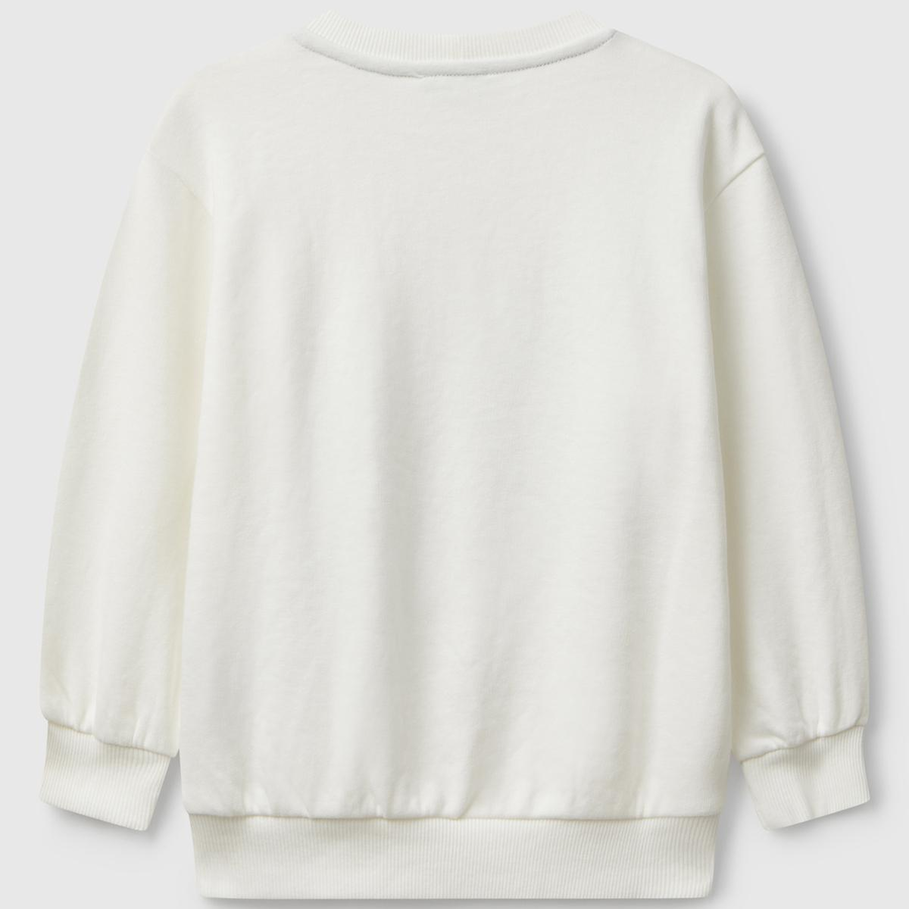 Erkek Çocuk Ekru Önü İllüzyon Efektli Bisiklet Yaka Relaxed Fit Sweatshirt