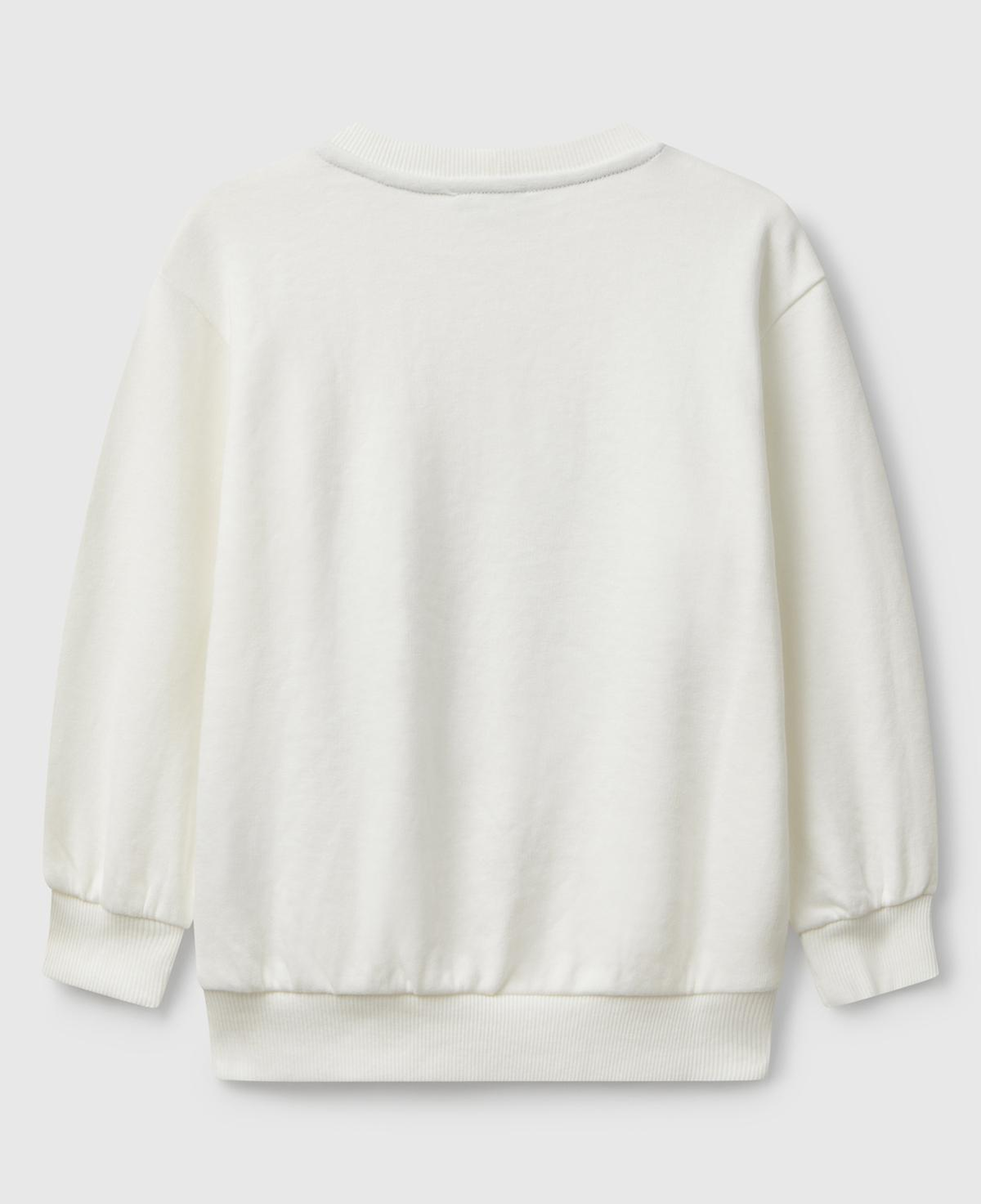 Erkek Çocuk Ekru Önü İllüzyon Efektli Bisiklet Yaka Relaxed Fit Sweatshirt