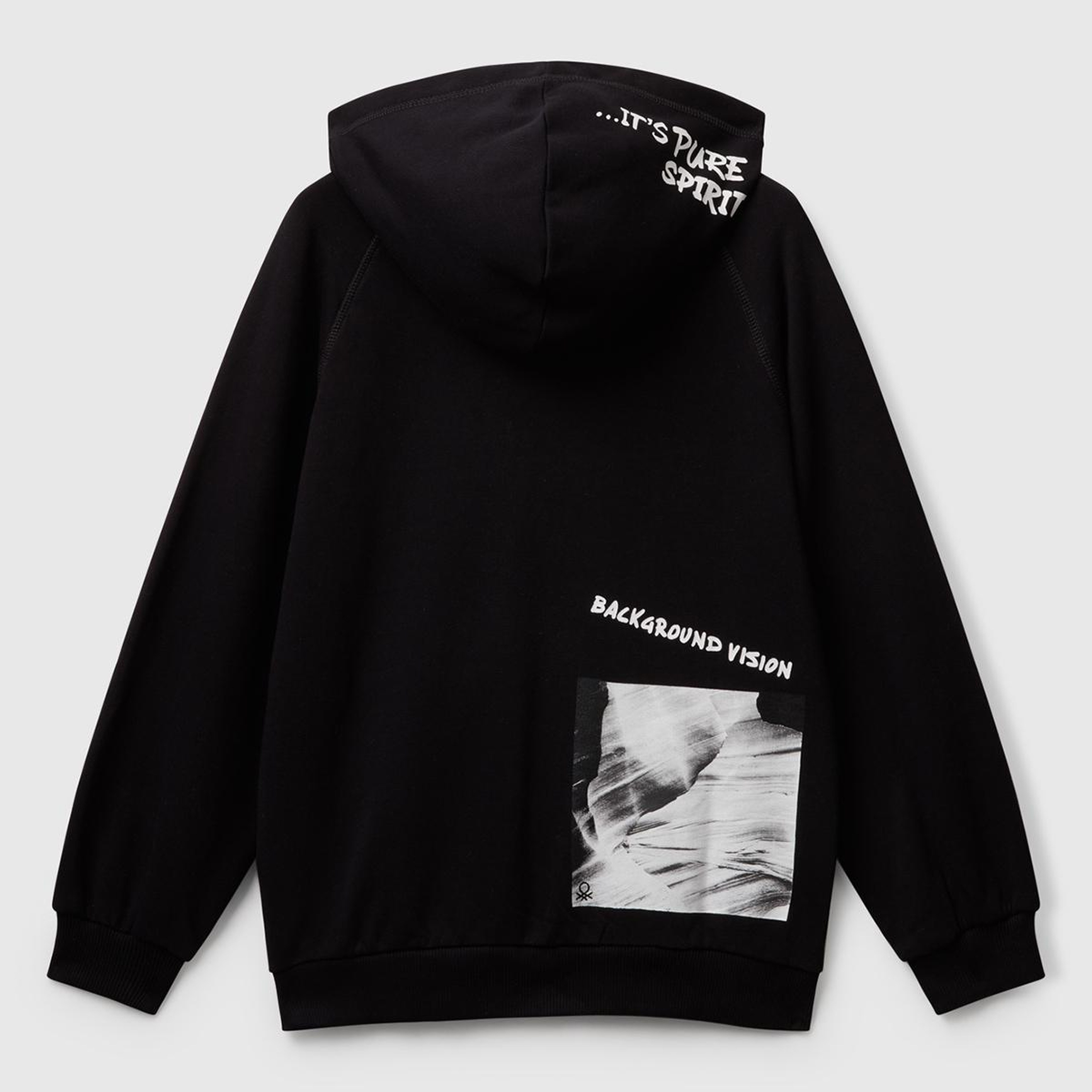 Erkek Çocuk Siyah Önü ve Arkası Baskılı Fermuarlı Yan Cepli Sweatshirt