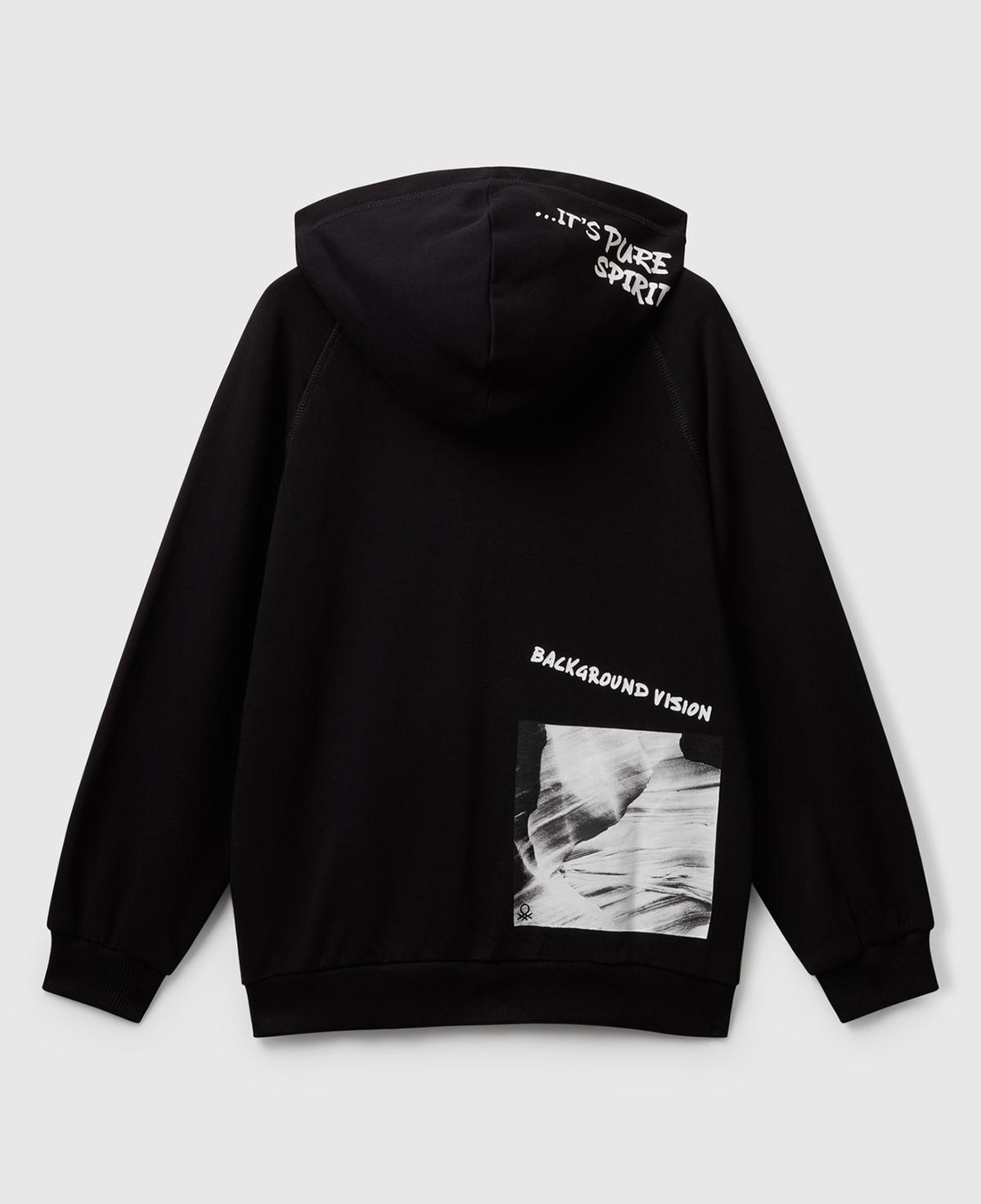 Erkek Çocuk Siyah Önü ve Arkası Baskılı Fermuarlı Yan Cepli Sweatshirt