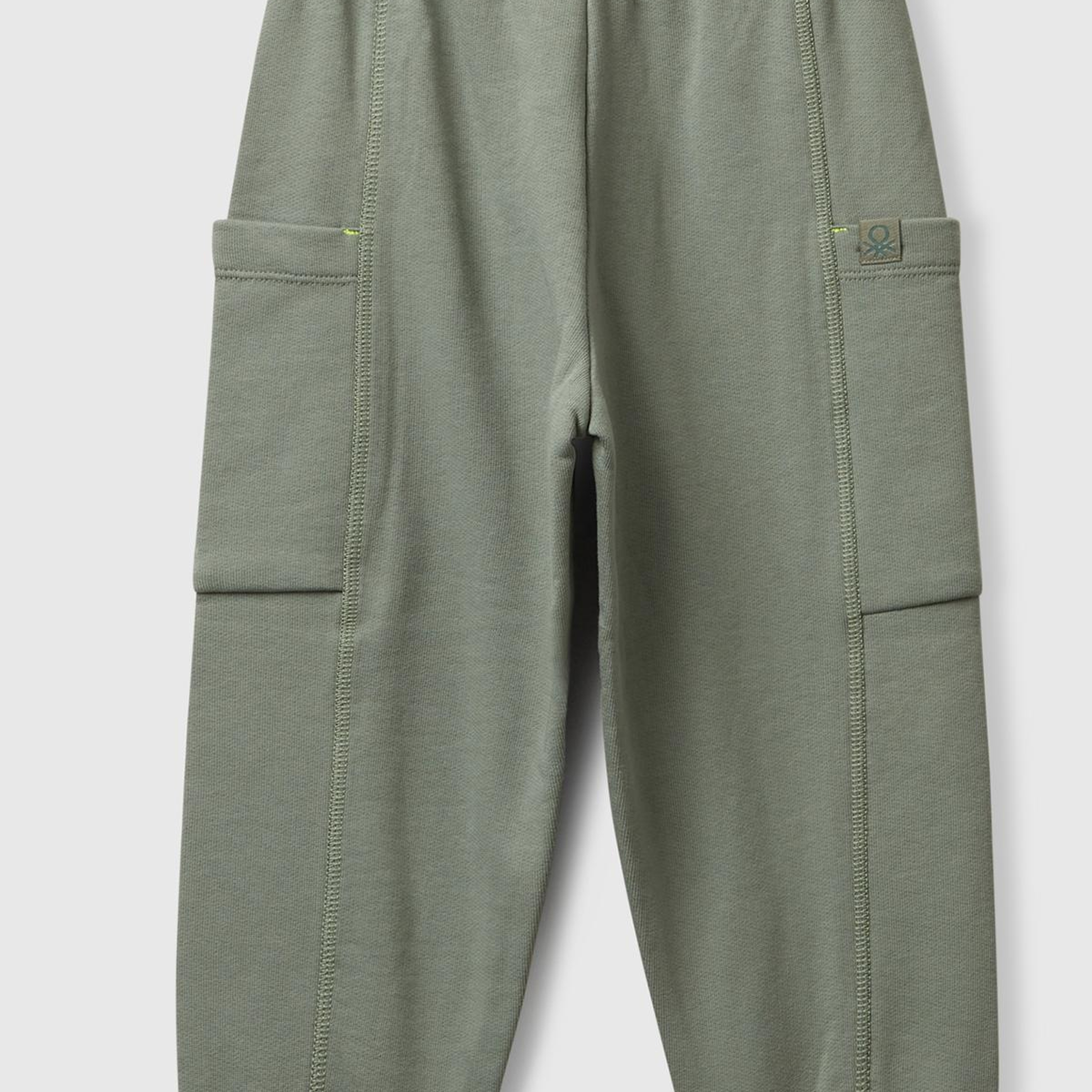 Erkek Çocuk Haki Büzgü İpli Yan Cepli Relaxed Fit Jogger Eşofman Altı