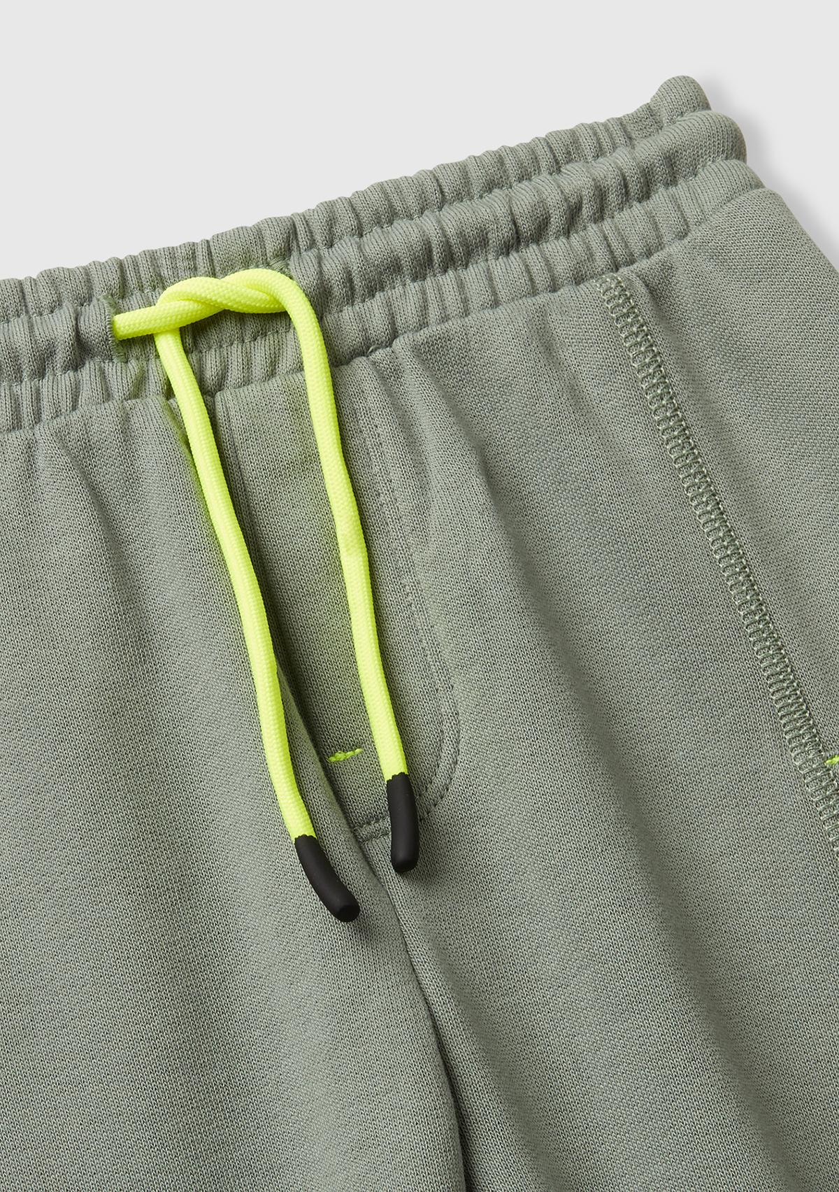 Erkek Çocuk Haki Büzgü İpli Yan Cepli Relaxed Fit Jogger Eşofman Altı