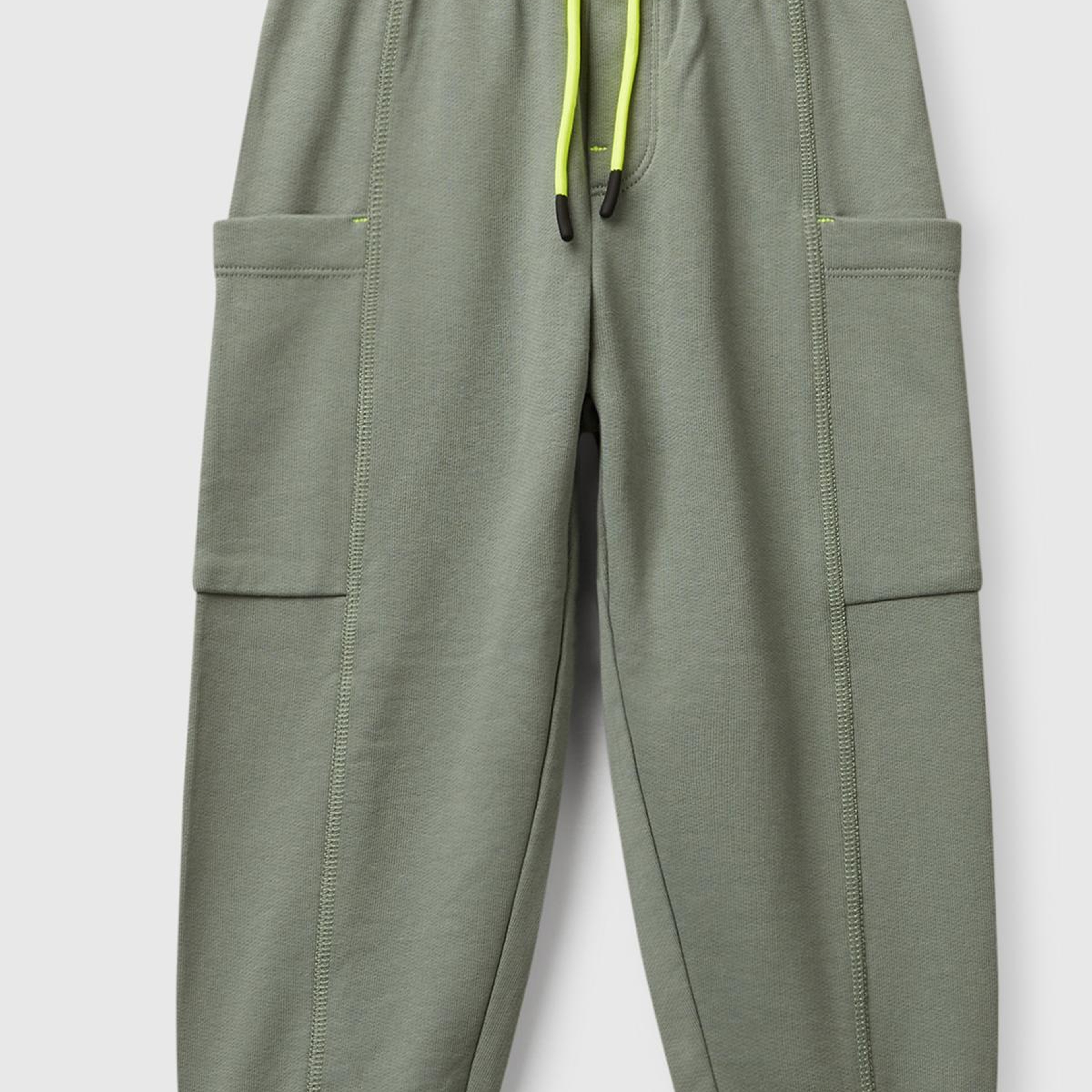 Erkek Çocuk Haki Büzgü İpli Yan Cepli Relaxed Fit Jogger Eşofman Altı