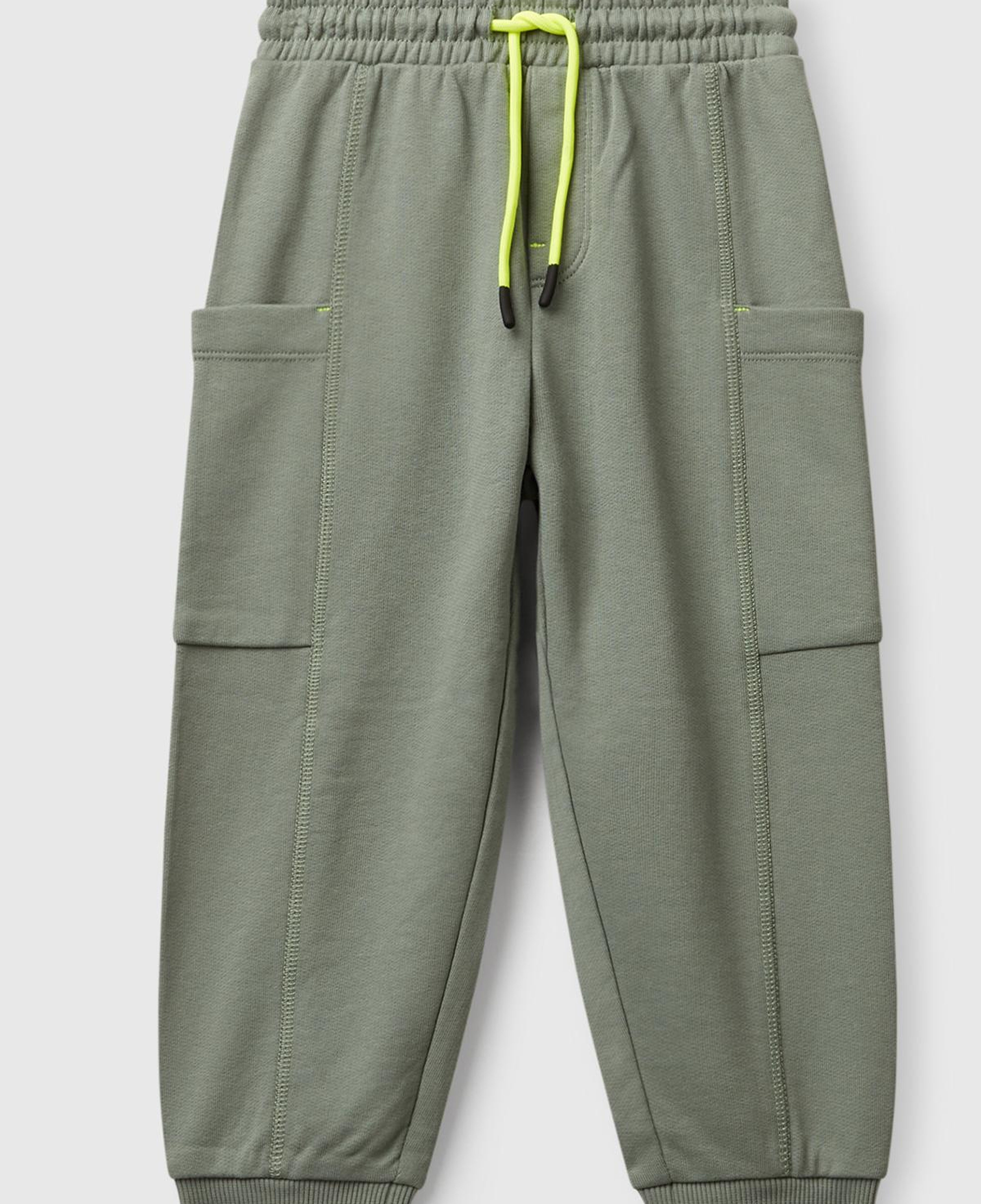 Erkek Çocuk Haki Büzgü İpli Yan Cepli Relaxed Fit Jogger Eşofman Altı