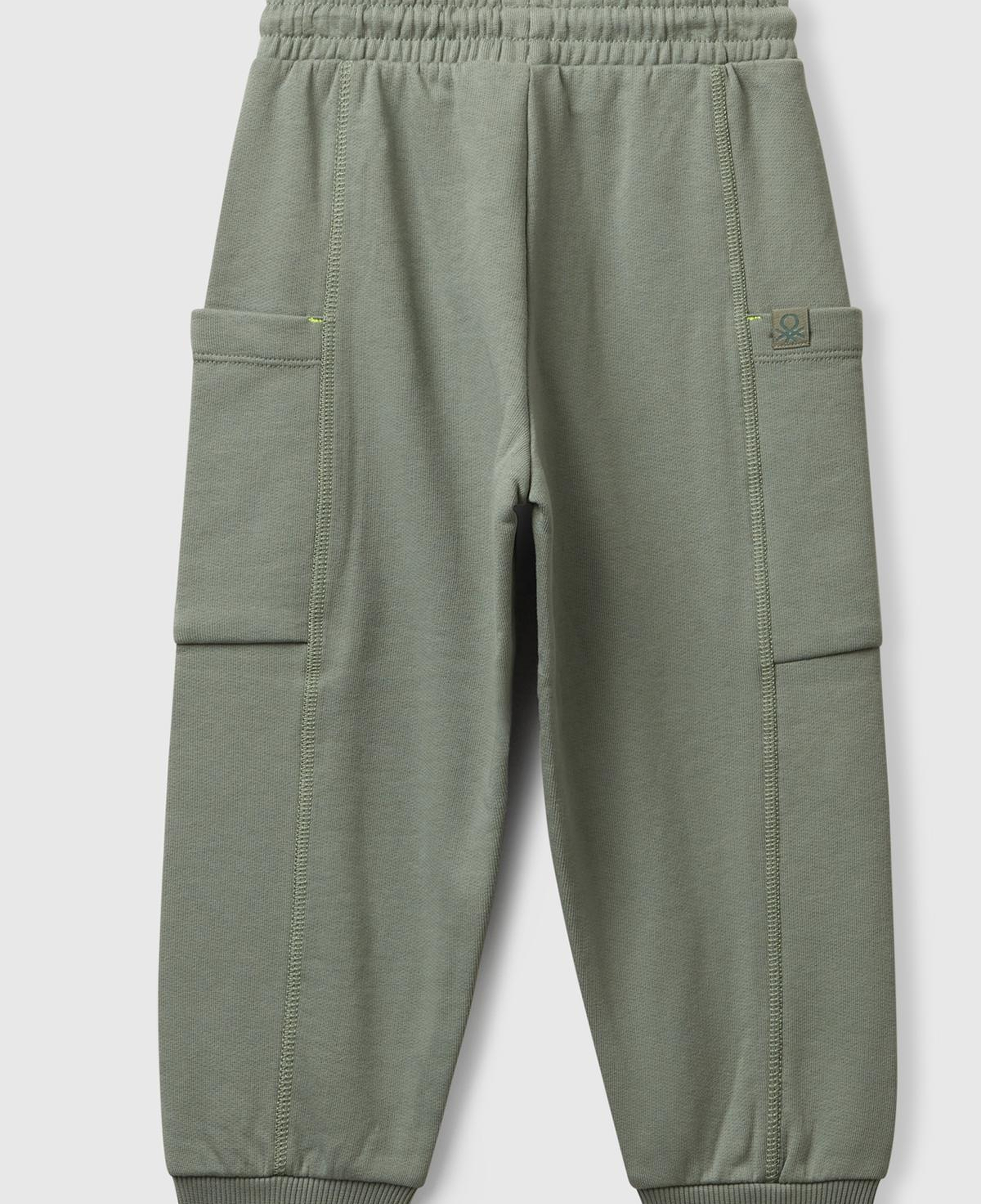 Erkek Çocuk Haki Büzgü İpli Yan Cepli Relaxed Fit Jogger Eşofman Altı